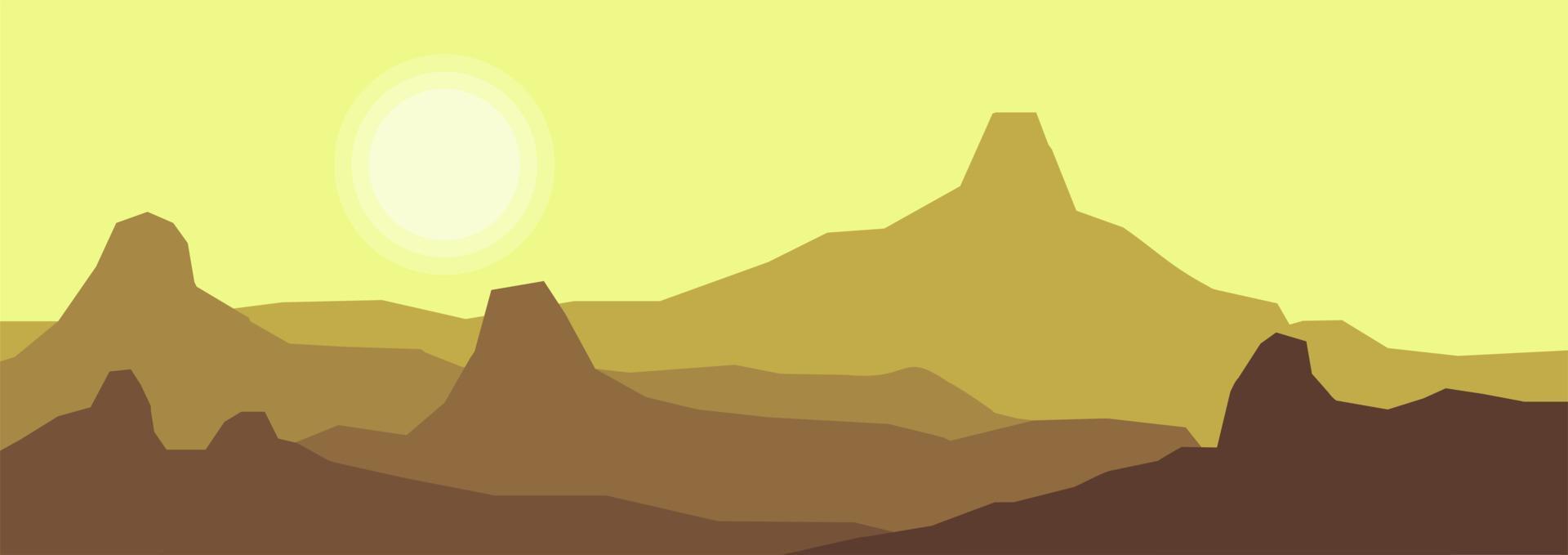 1920x679 realistic mountain flat landscape vector illustration. Natural wallpaper are a minimalist, polygonal concept. Sunrise, misty terrain with slopes, mountains near the forest