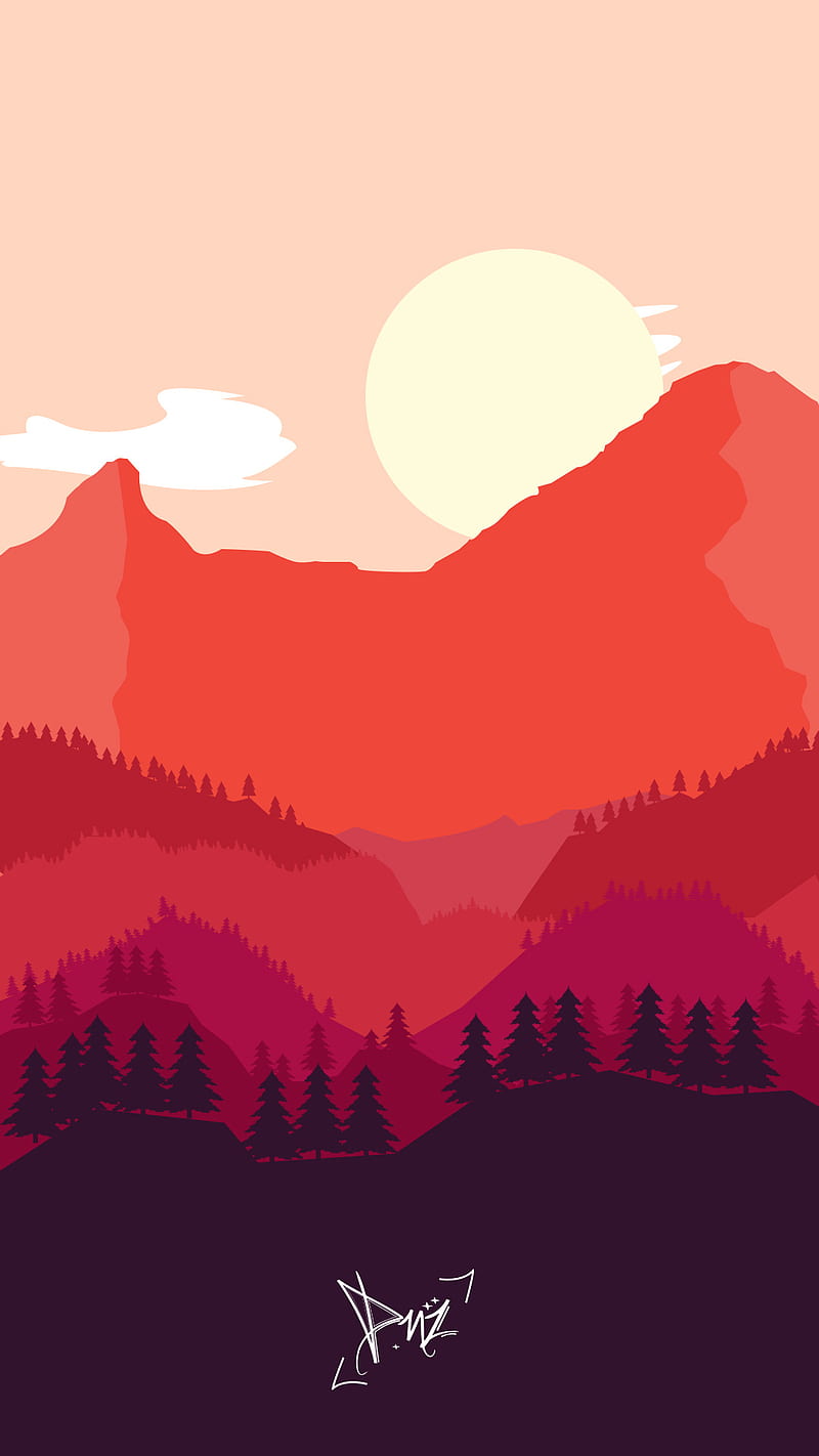 800x1422 FlatArt, mountains, landscape, minimalist, 2d, mountain, HD phone wallpaper