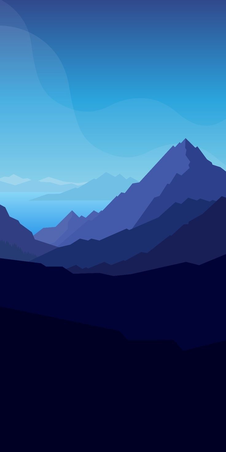 736x1472 Minimalist Mountain Silhouette Wallpaper. Minimal blue mountain wallpaper, Blue gradient mountain landscape, 2d blue mountain scape