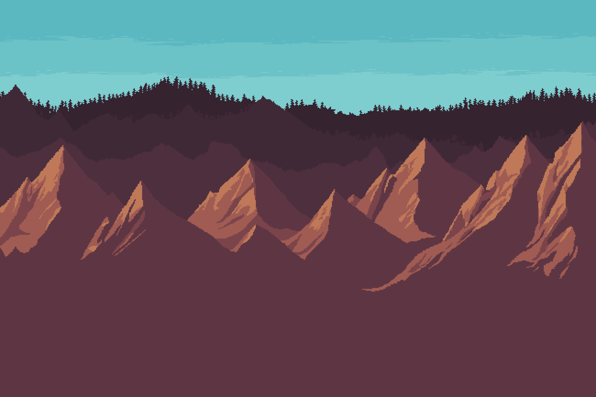 1950x1300 FREE Pixel Art Mountains Tileset and Background
