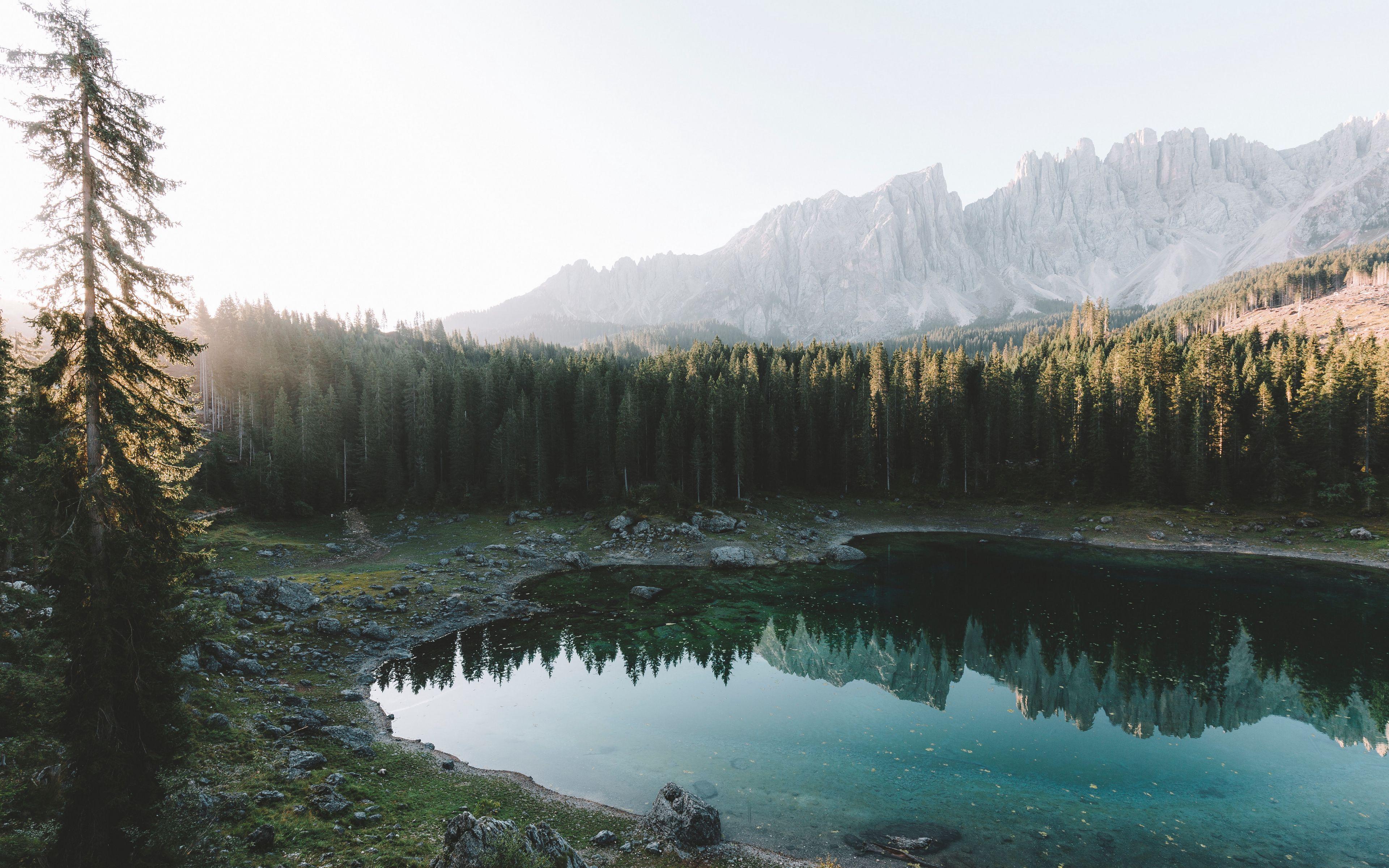 3840x2400 Download wallpaper 3840x2400 lake, forest, mountains, shore