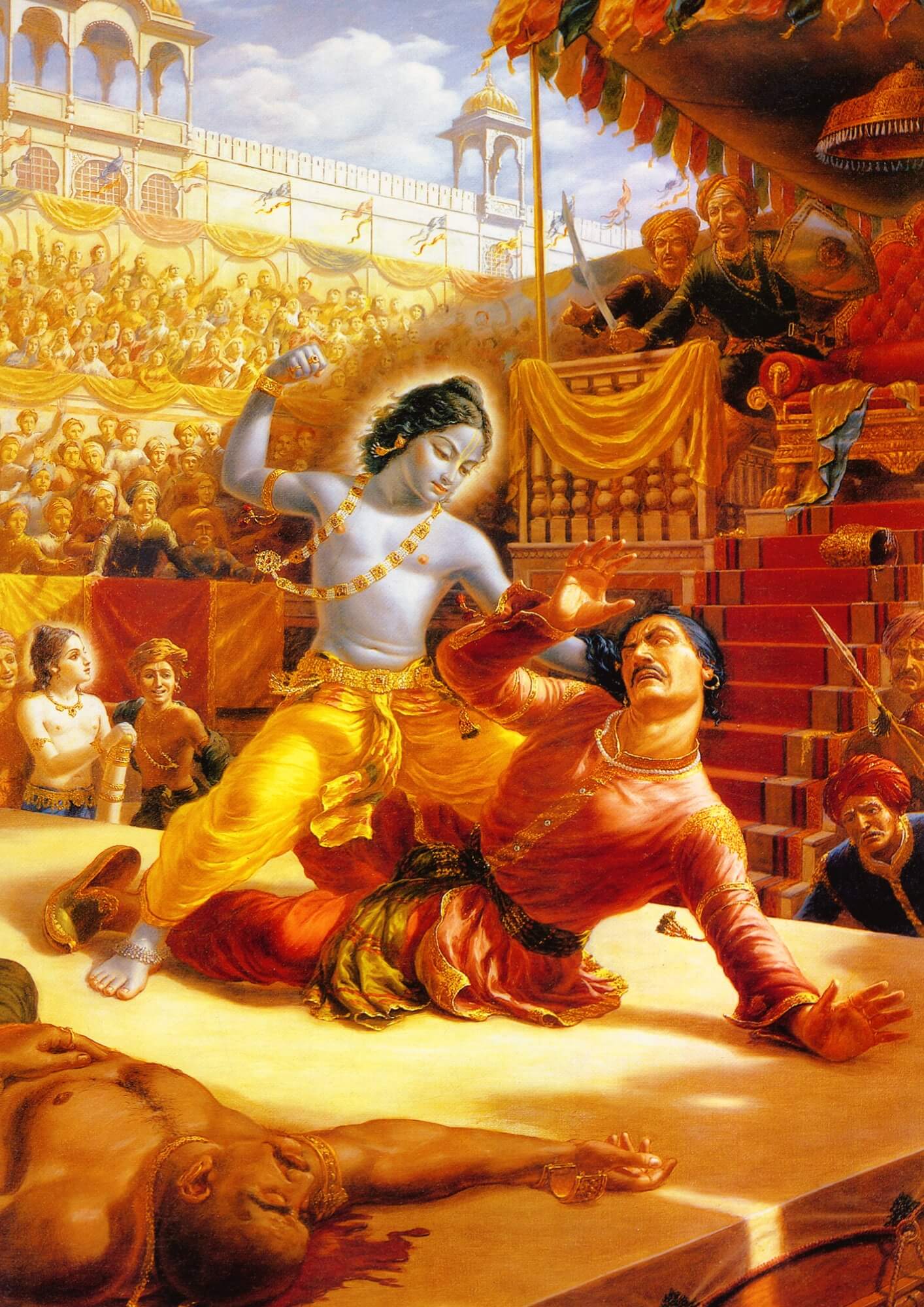 1414x2000 Download Bhagwan Krishna Killing Kansa HD Wallpaper