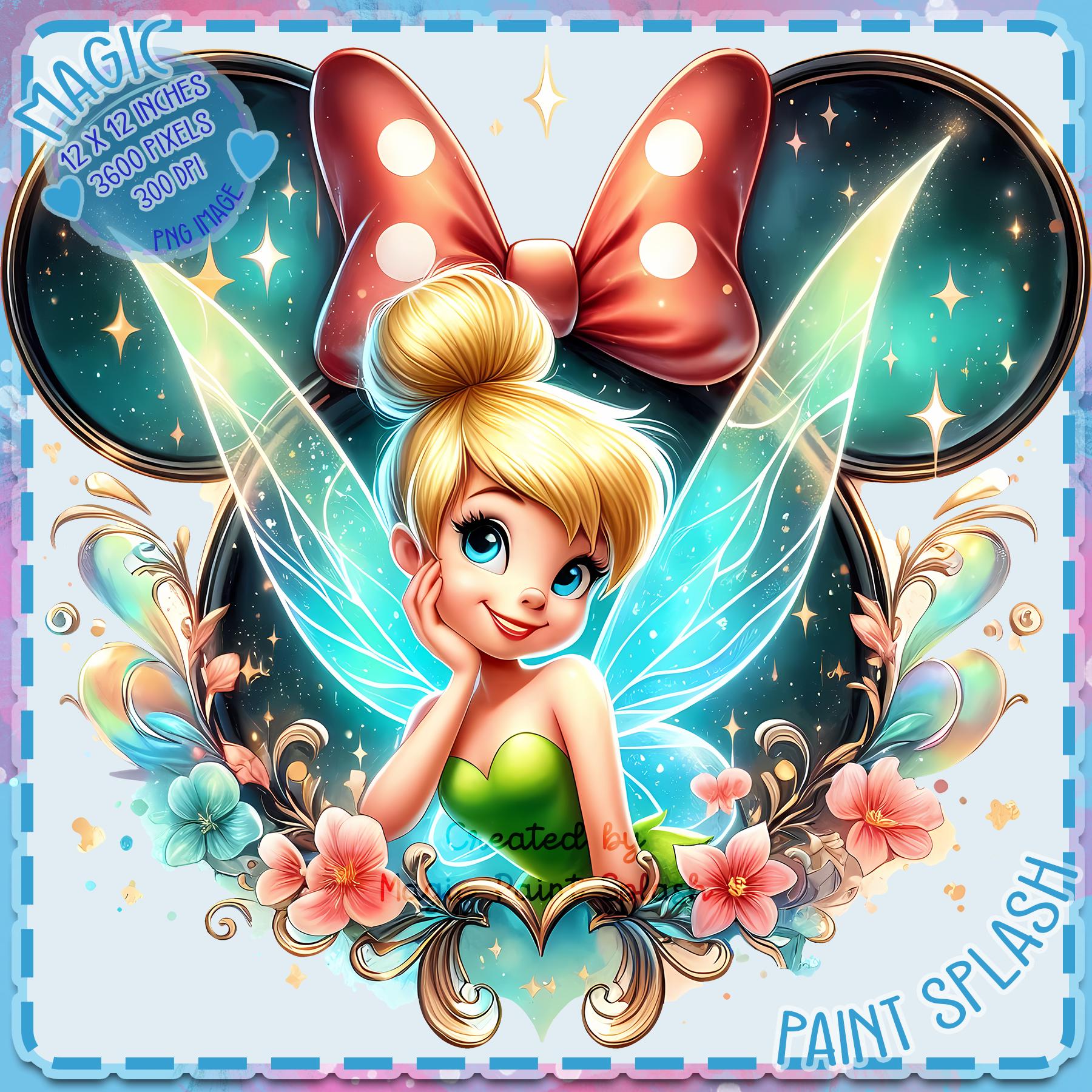 1800x1800 Tinkerbell Watercolor Splash Clipart: Fairy PNG Image (digital Download)