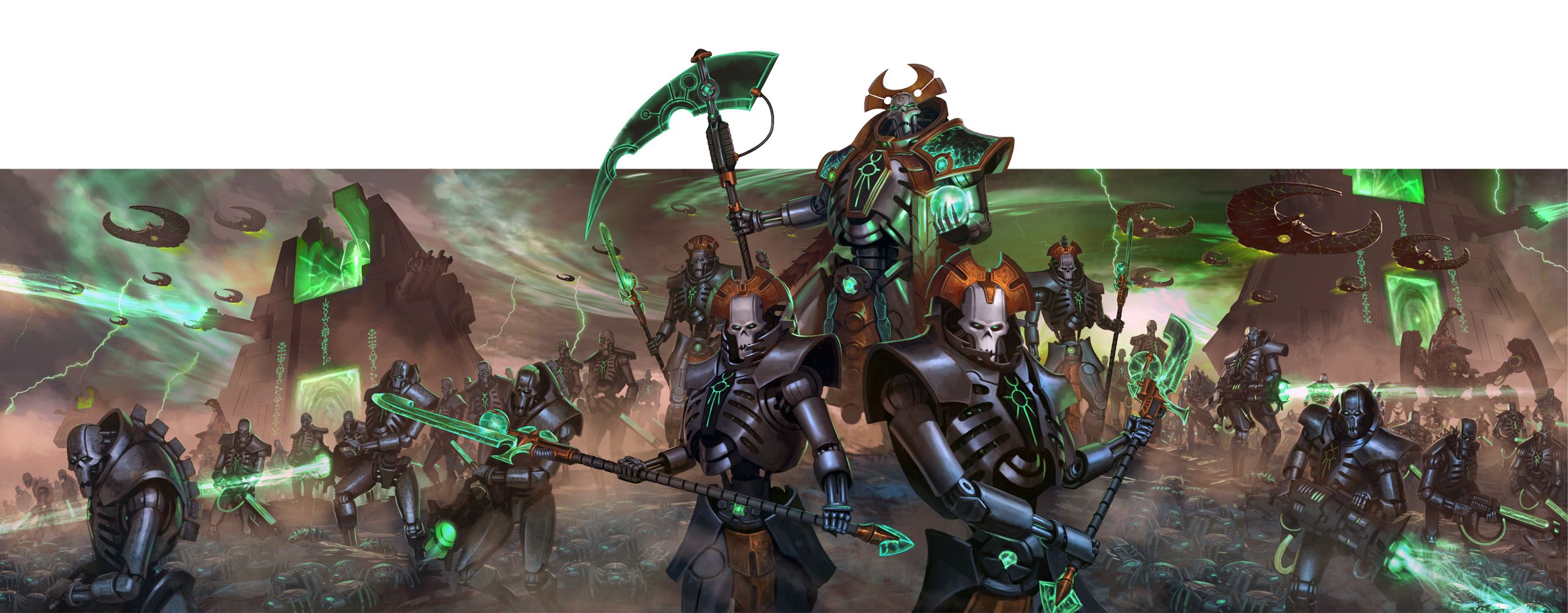 2559x1000 Necrons Dual Screen Wallpaperx1000