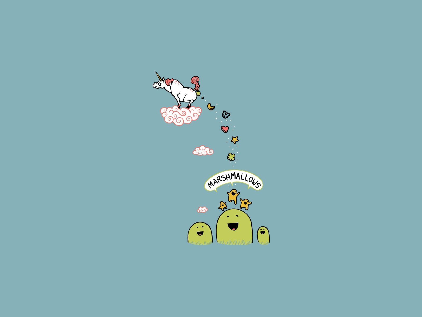 1600x1200 Funny Unicorn & Marshmallow Bloops HD Wallpaperx1200