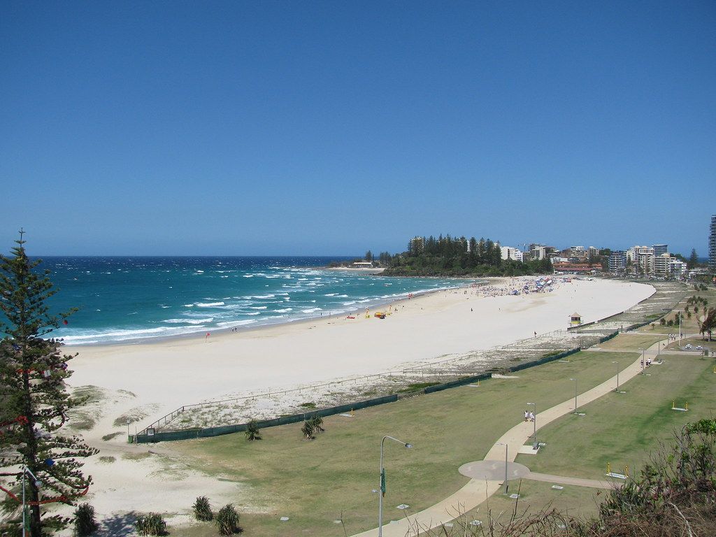 1024x768 Coolangatta Beach. A view of Coolangatta Beach from the top