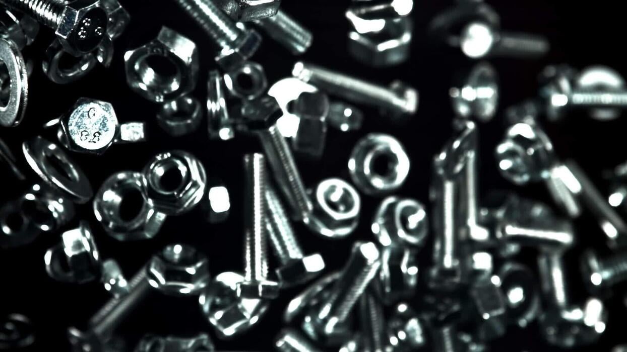 1244x700 A Variety Of Fasteners Fly Up And Down. Filmed On A High Speed Camera At 1000 Fps. High Quality FullHD Footage