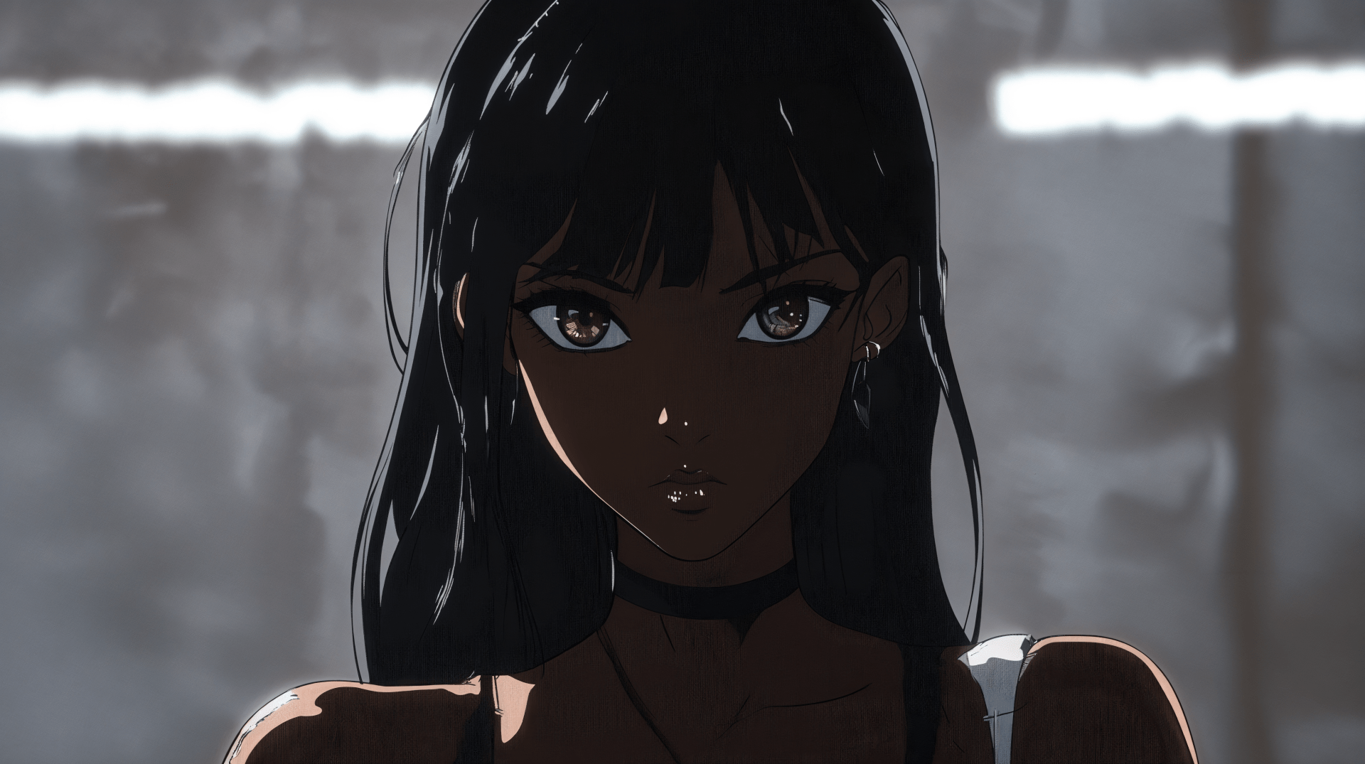 1920x1075 Bold Black Anime Girl 4K Ultra HD Wallpaper