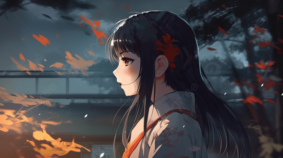 1200x673 Some Kind Of Anime Anime Girl Looking At Foliage In The Evening Sky, Anime Picture Gif, Gif, Geometric Powerpoint Background Image And Wallpaper for Free Download