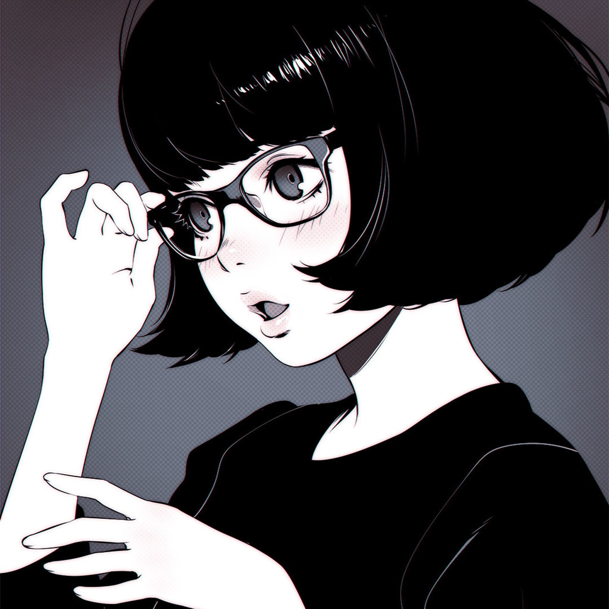 2048x2048 Girl Bw Anime Liya Kuvshinov Illustration Art iPad Air Wallpaper Free Download