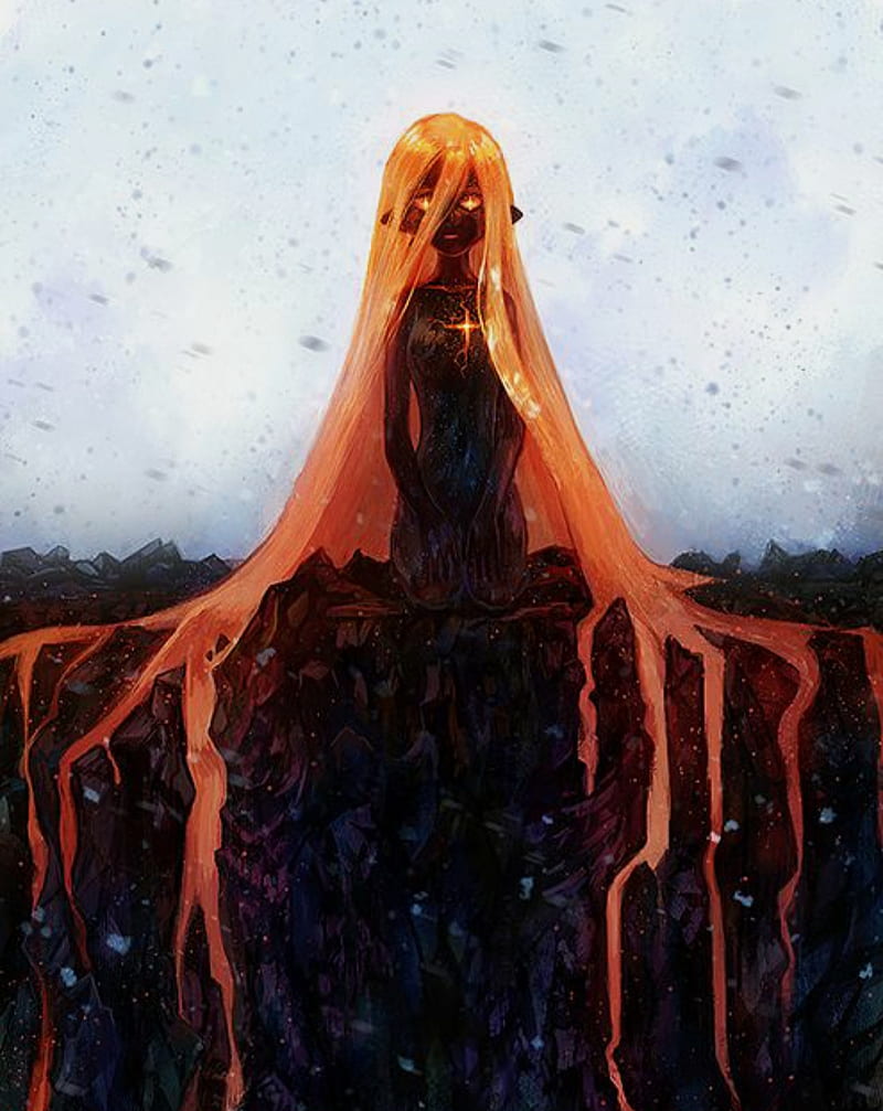 800x1007 Lava Girl, creepy, fantasy, sad, HD phone wallpaper