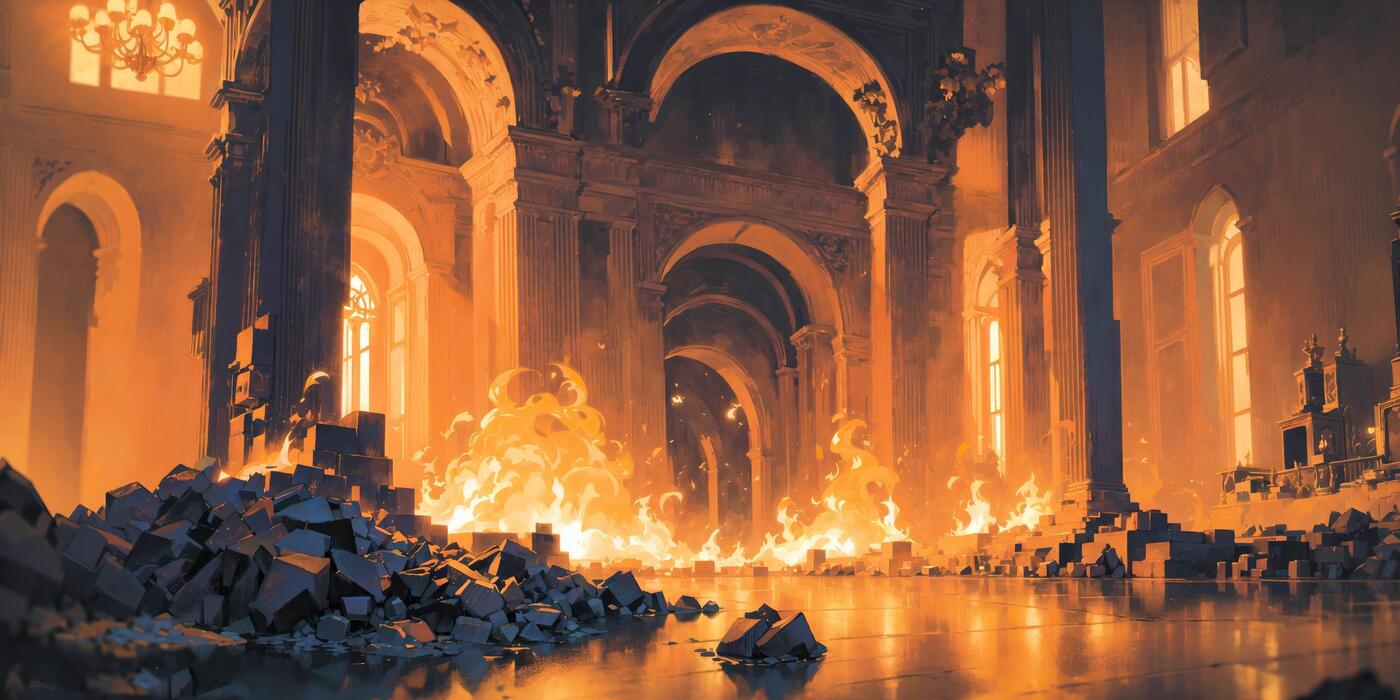 1400x700 anime background, landscape, hell, fire, flame, lava, city, town, , generative, ai