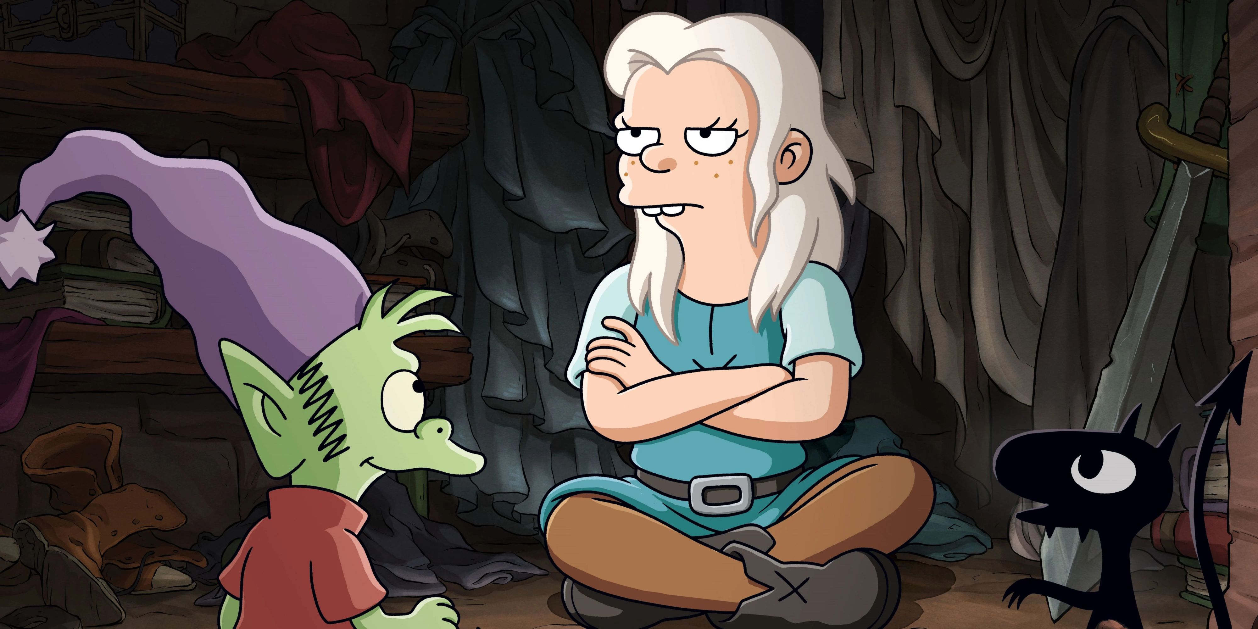 4000x2000 Desktop wallpaper: Tv Show, Disenchantment, Bean (Disenchantment), Elfo ( Disenchantment), Luci (Disenchantment) 4K free download for PC. 1064899