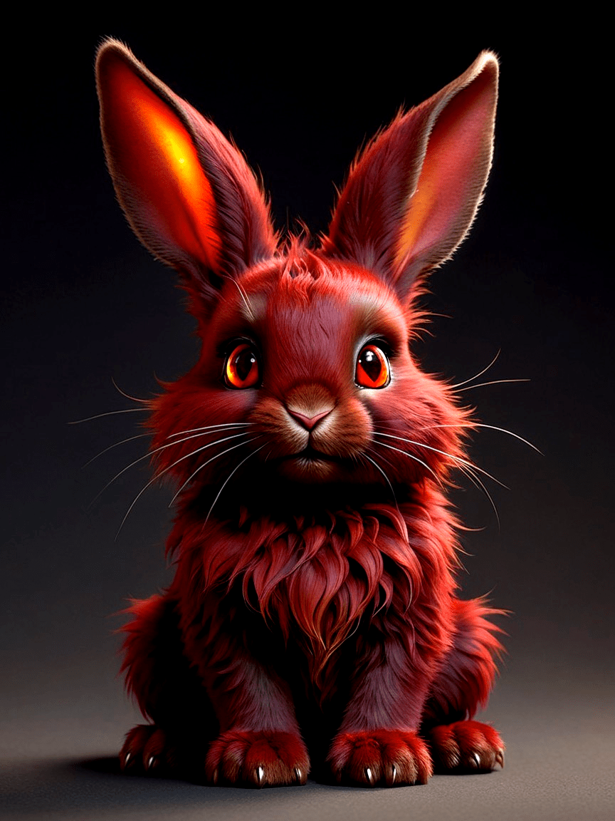864x1152 Vibrant Red Rabbit Against Dark Backdrop. Deep Dream Generator
