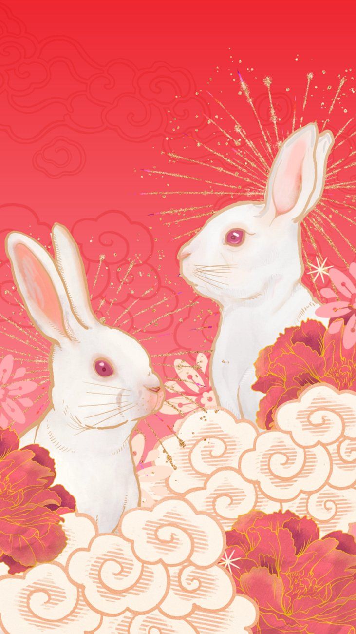 731x1300 Rabbit New Year phone wallpaper. Premium Photo Illustration