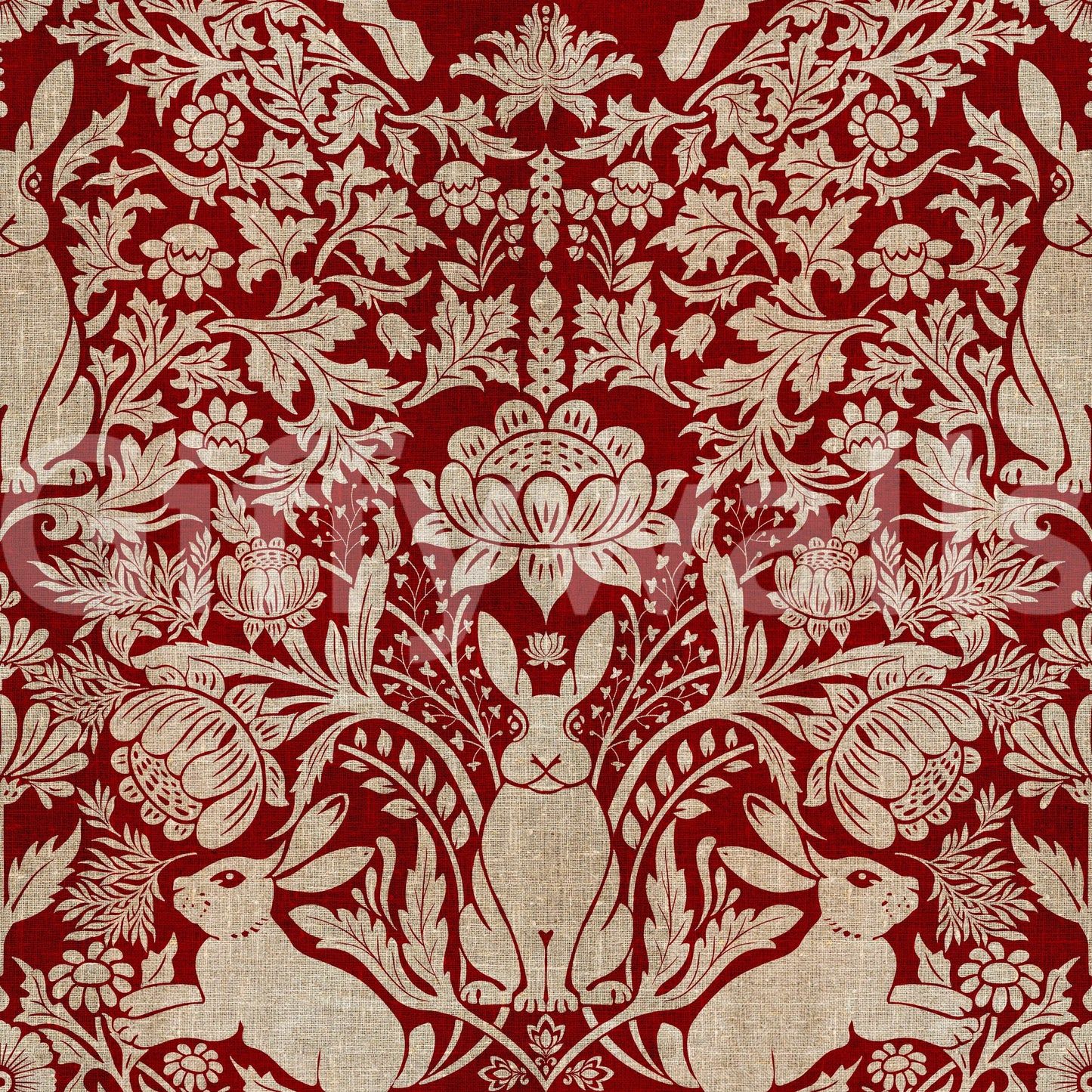 1445x1445 Scarlet Rabbit Floral Wallpaper