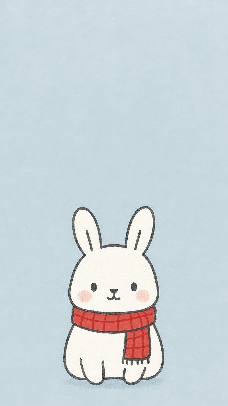 800x1422 Cute bunny scarf mobile wallpaper. Free Photo Illustration