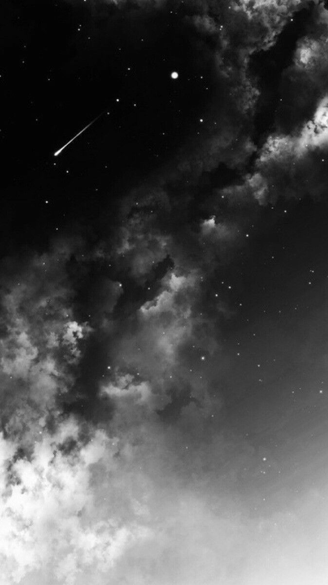 674x1200 Minimalist Black and Grey Wallpaper with Stars and Airplane. Dark aesthetic space background, Dark silver aesthetic wallpaper, Black and white sky background