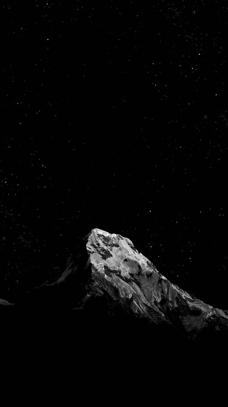 800x1422 Mountain Amoled, night, sky, black, white, HD phone wallpaper