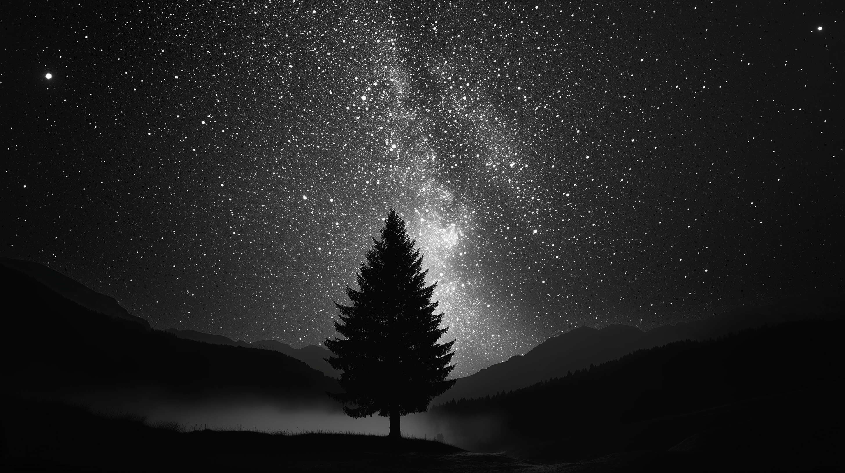 2912x1632 Starlit Tranquility: Black Starry Sky HD Wallpaper