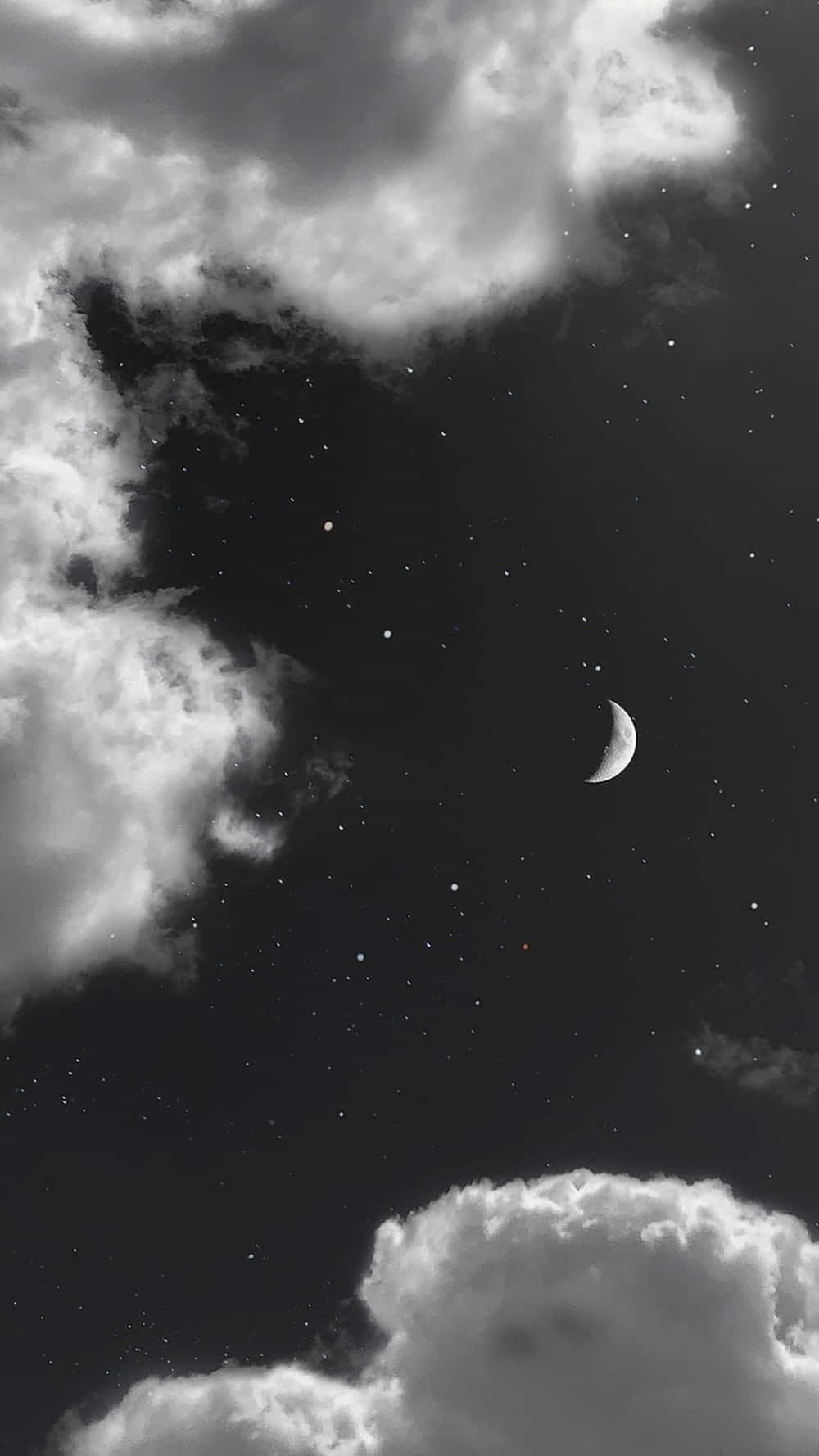 1000x1778 Download Black And White Cloud Night Sky Wallpaper