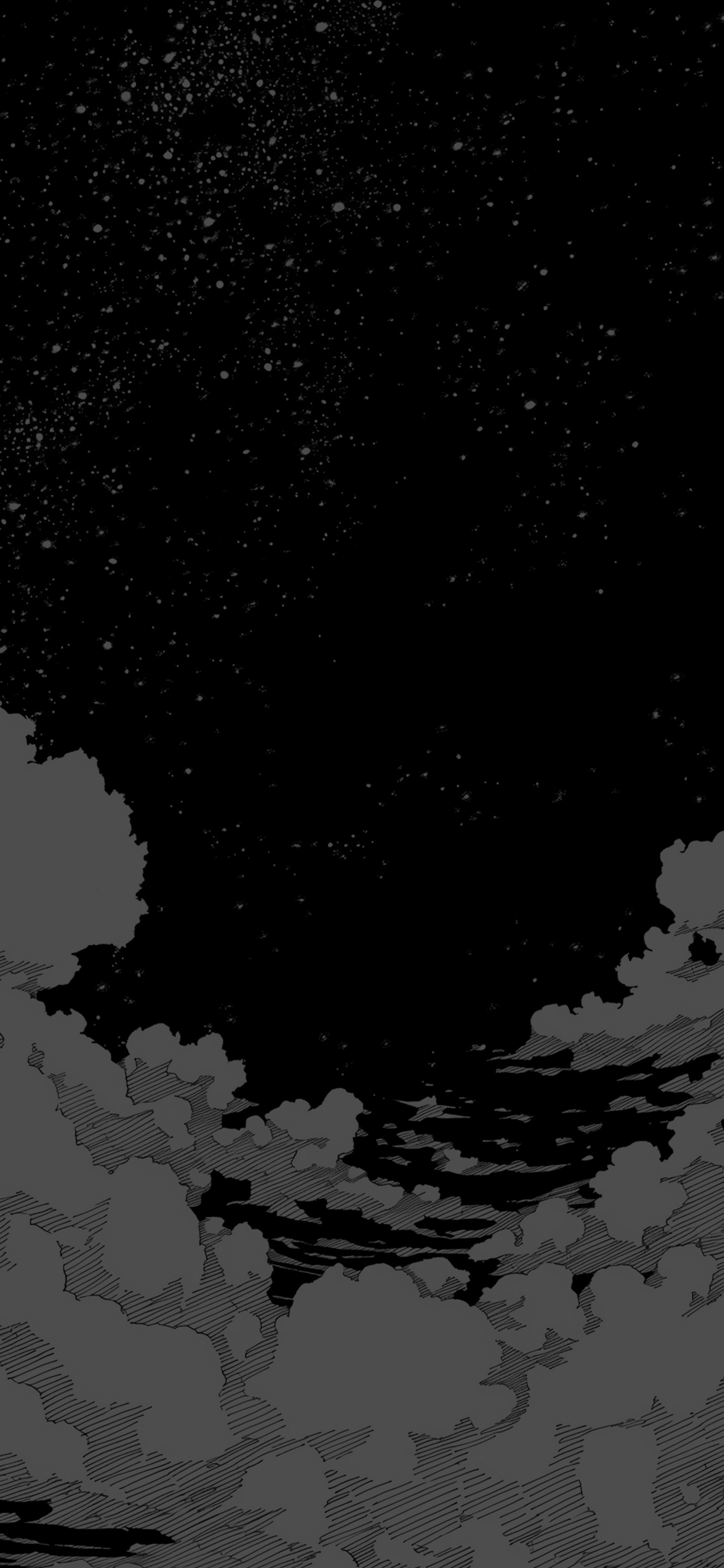 2000x4329 White Clouds Space White Stars on Black Wallpaper iPhone HD