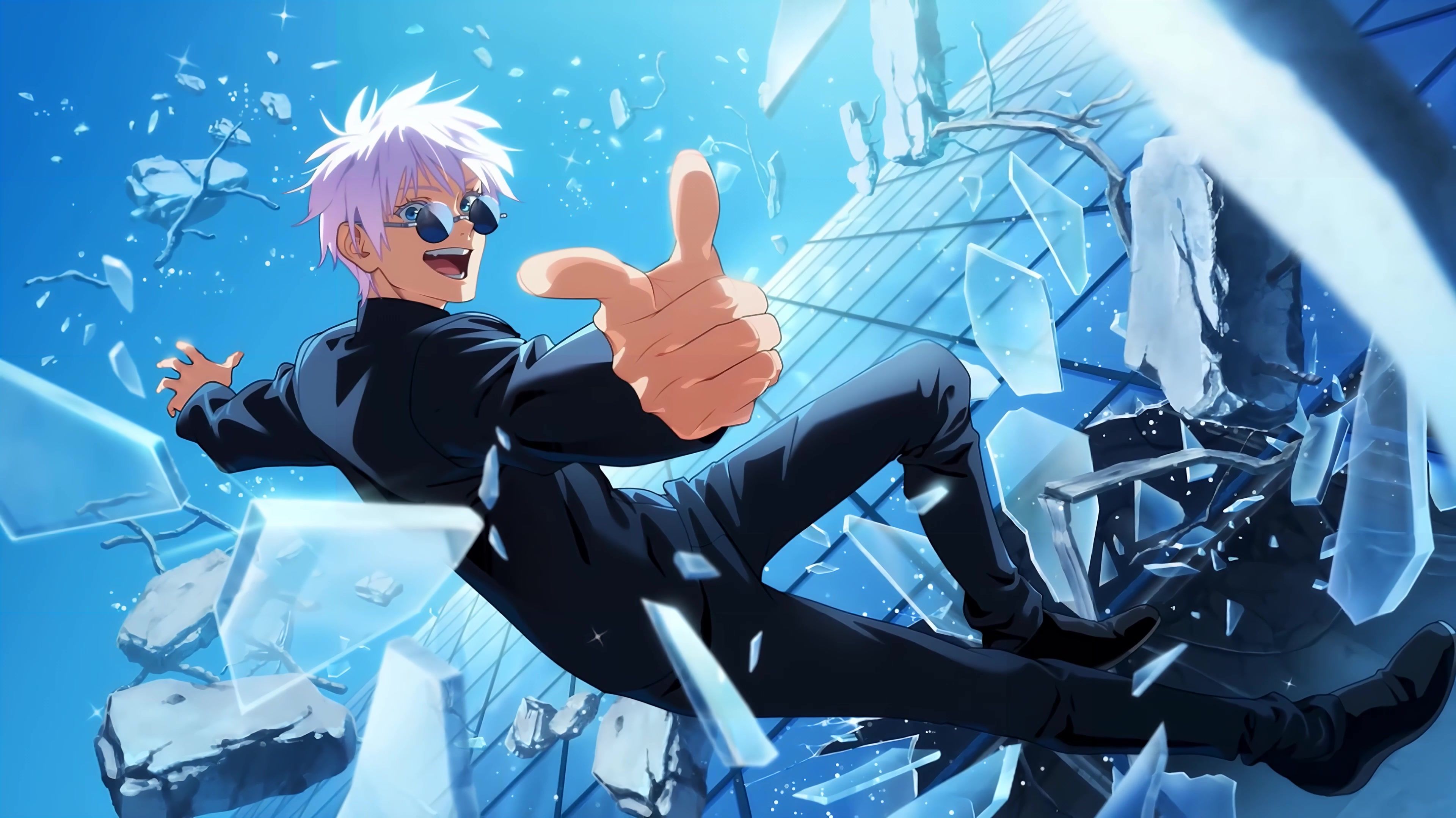 3840x2160 Satoru Gojo Shattered Sky Live Wallpaper