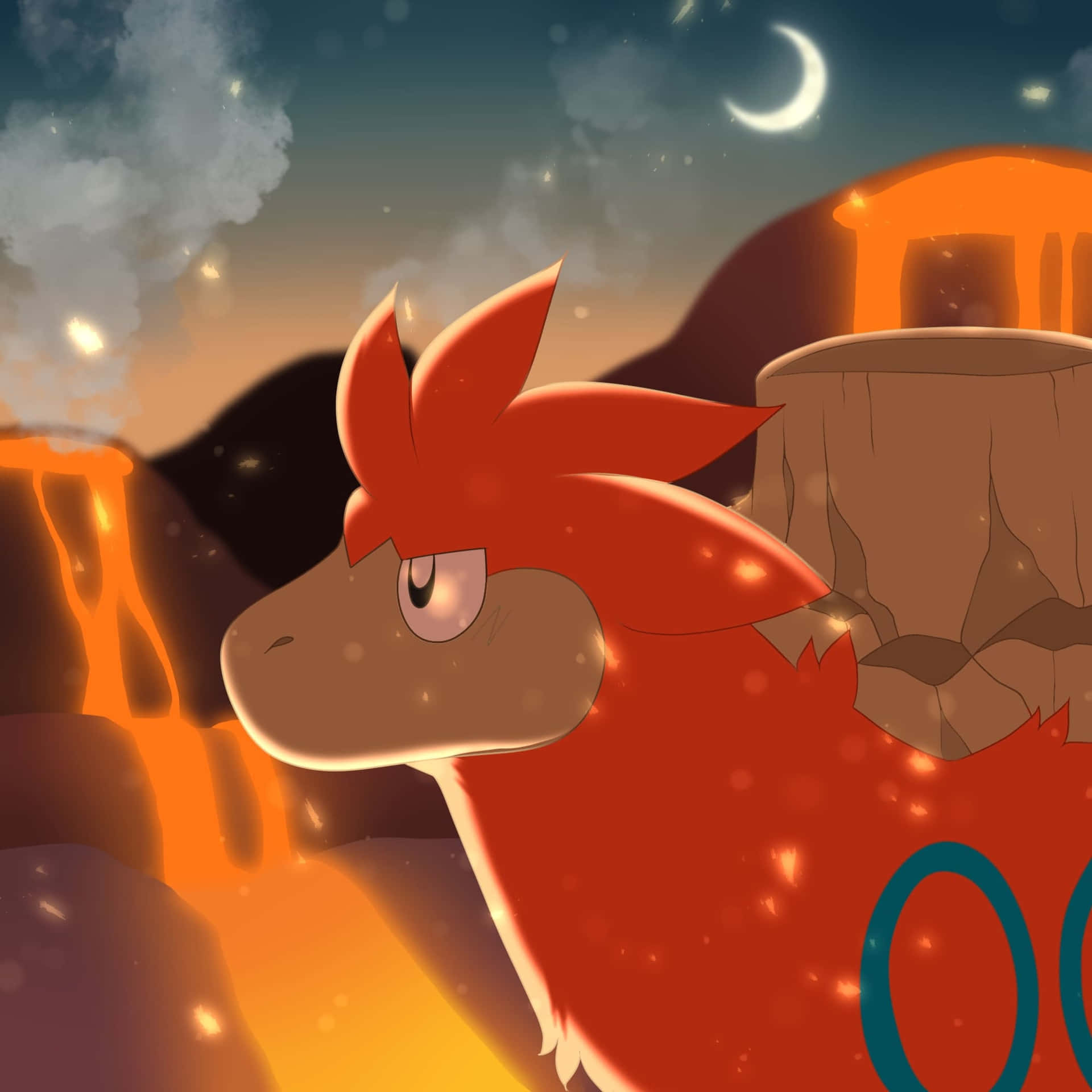1920x1920 Download Camerupt Pokemon Side View Illustration Wallpaper