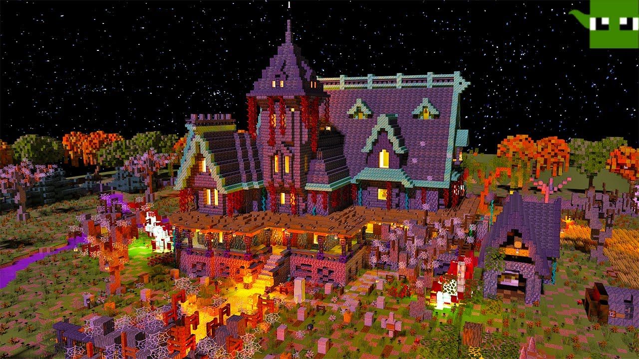 1280x720 Minecraft Halloween Haunted House Speed Build + Tour
