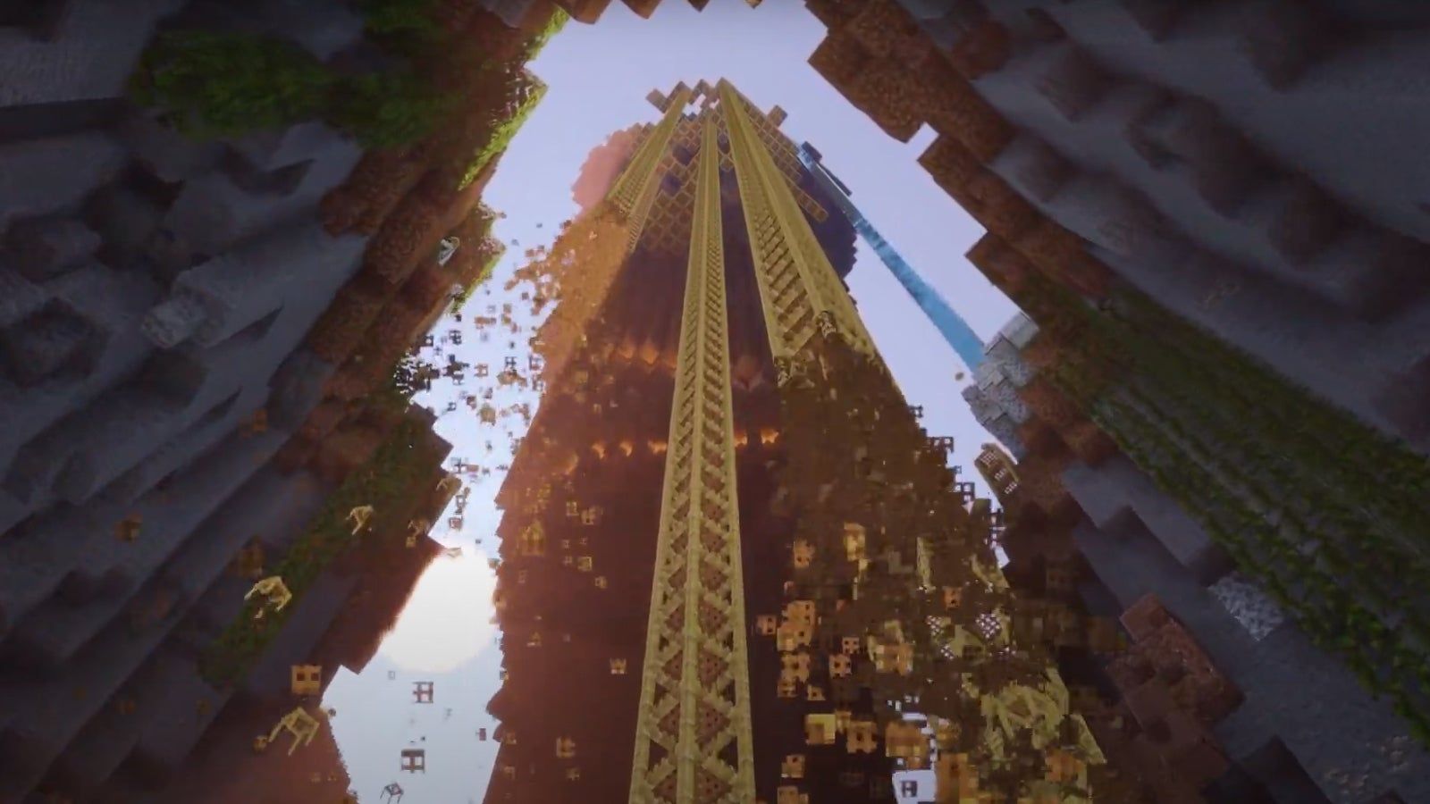 1600x900 Watch 5k bits of scaffold collapse in Minecraft. Rock Paper Shotgun