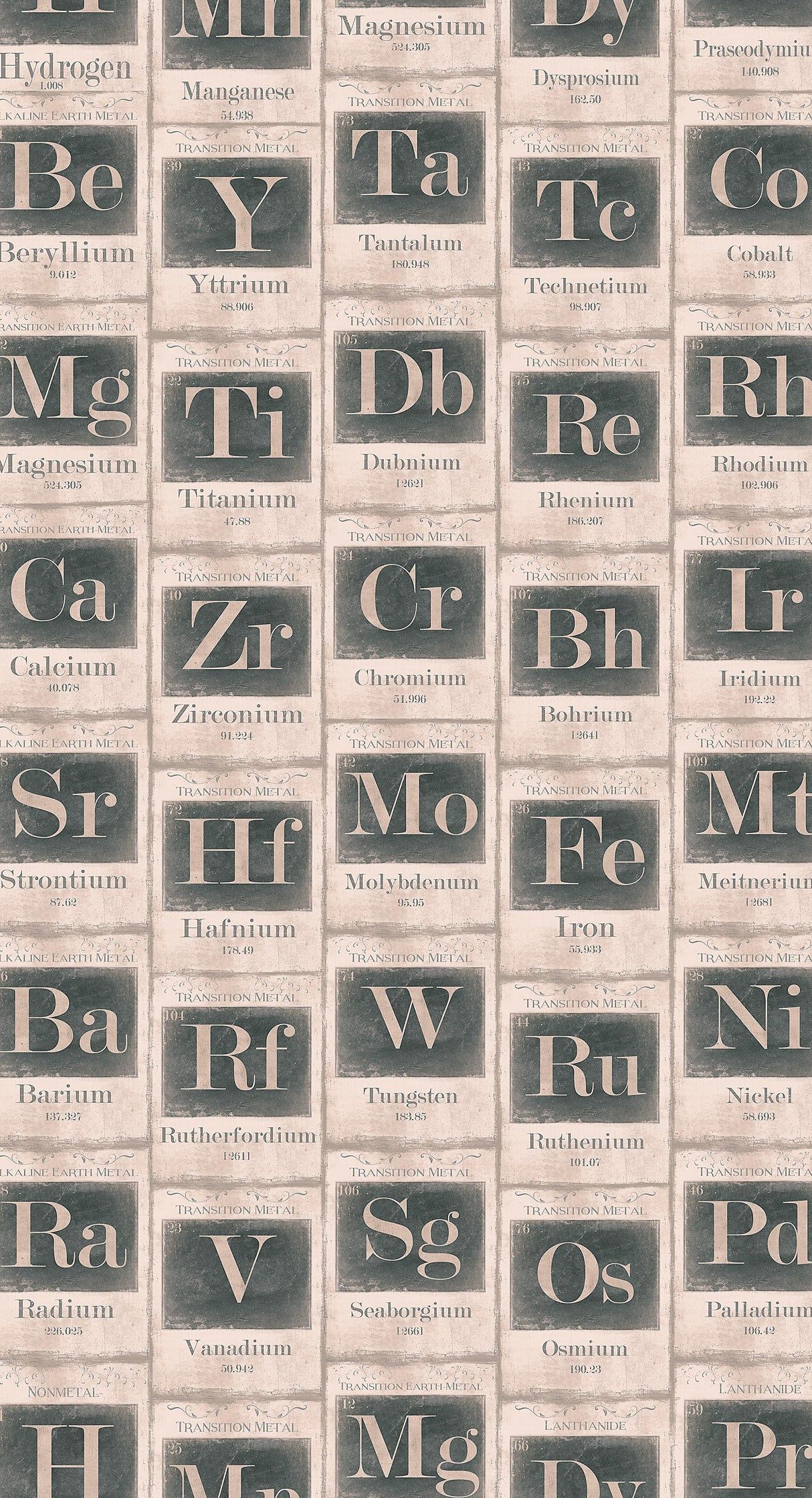 1214x2237 Mindthegap Periodic Table Sand Black & White Wallpaper