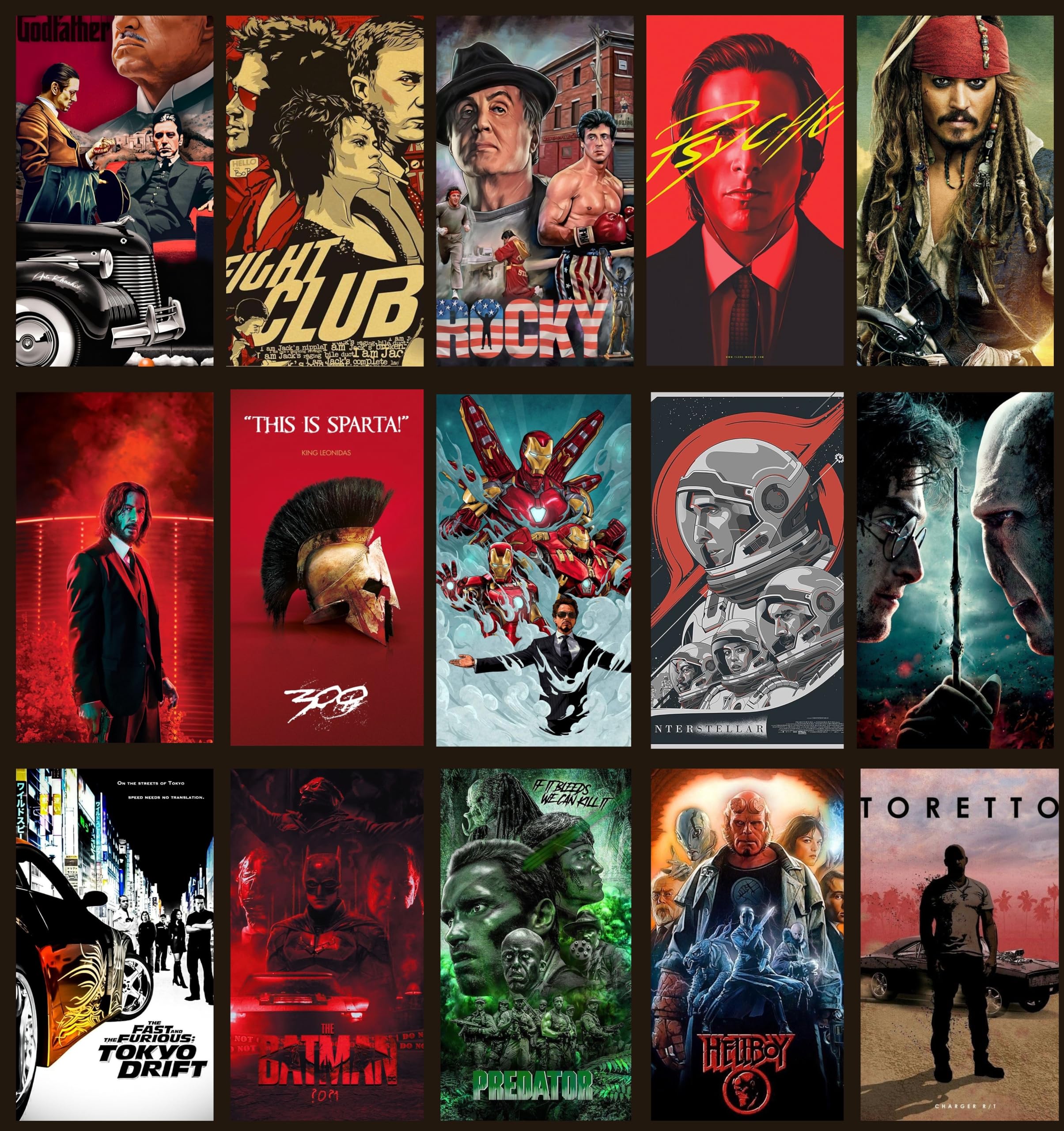 2409x2560 THE URBAN BRAND Hollywood Action Movie Wall Posters Set Of 15 GSM A4 Size Premium Matte Prints. Double Sided Tape Included. Iconic Film Art