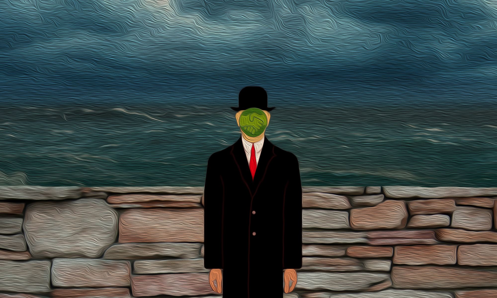 2000x1200 My version of The Son of Man (René Magritte): Fundition Art & Design Challenge [Round 13]