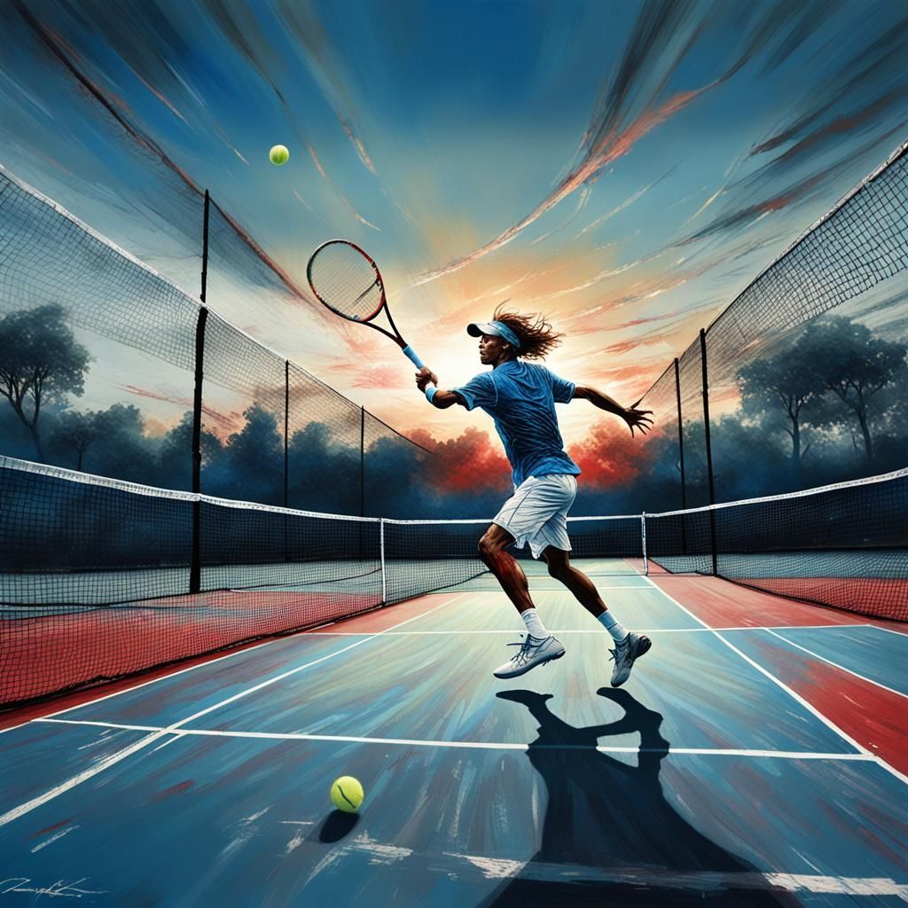 1024x1024 Sunset Tennis Player training Tennis Player trainin