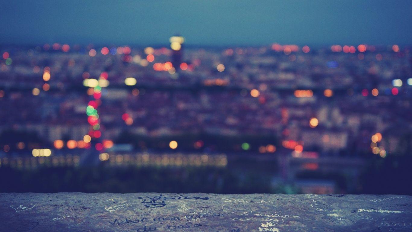 1366x768 Blurred City Lights desktop PC and Mac wallpaper