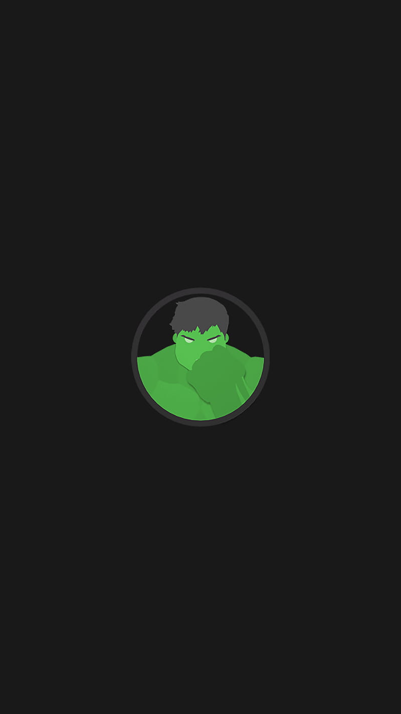 800x1422 Hulk Minimal, amoled, black, green, incredible, HD phone wallpaper