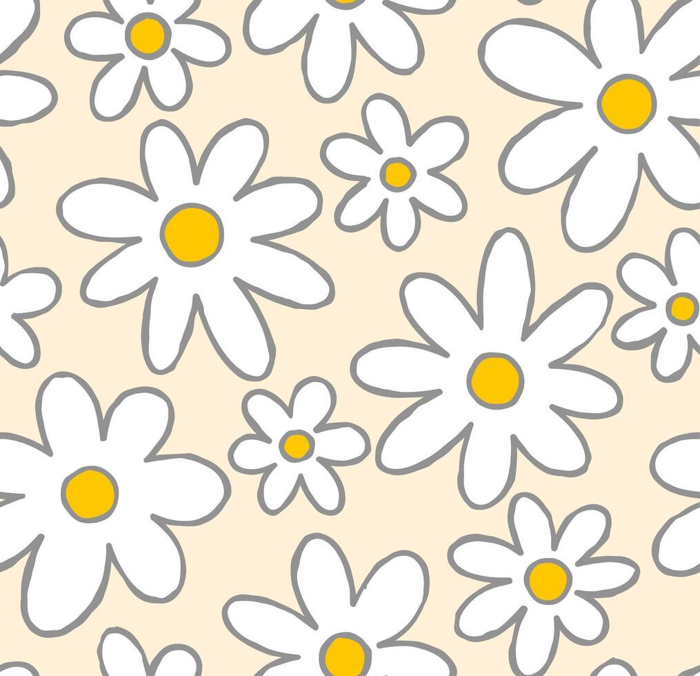 1015x980 Yellow Flower Daisy Seamless Background Outline Drawing Doodle