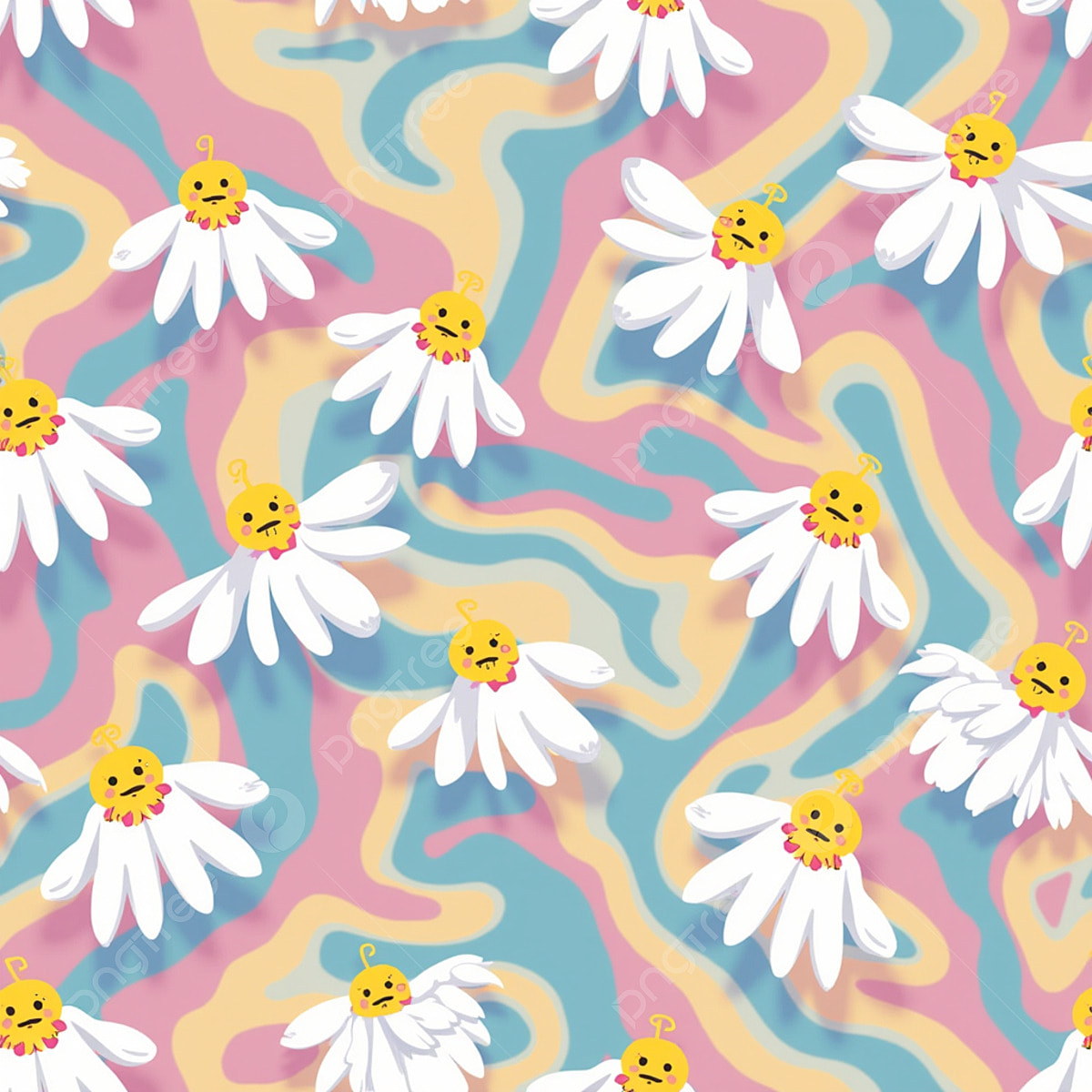 1200x1200 Groovy Daisy Retro Seamless Pattern, Wallpaper, Pattern, Chamomile Background Image And Wallpaper for Free Download