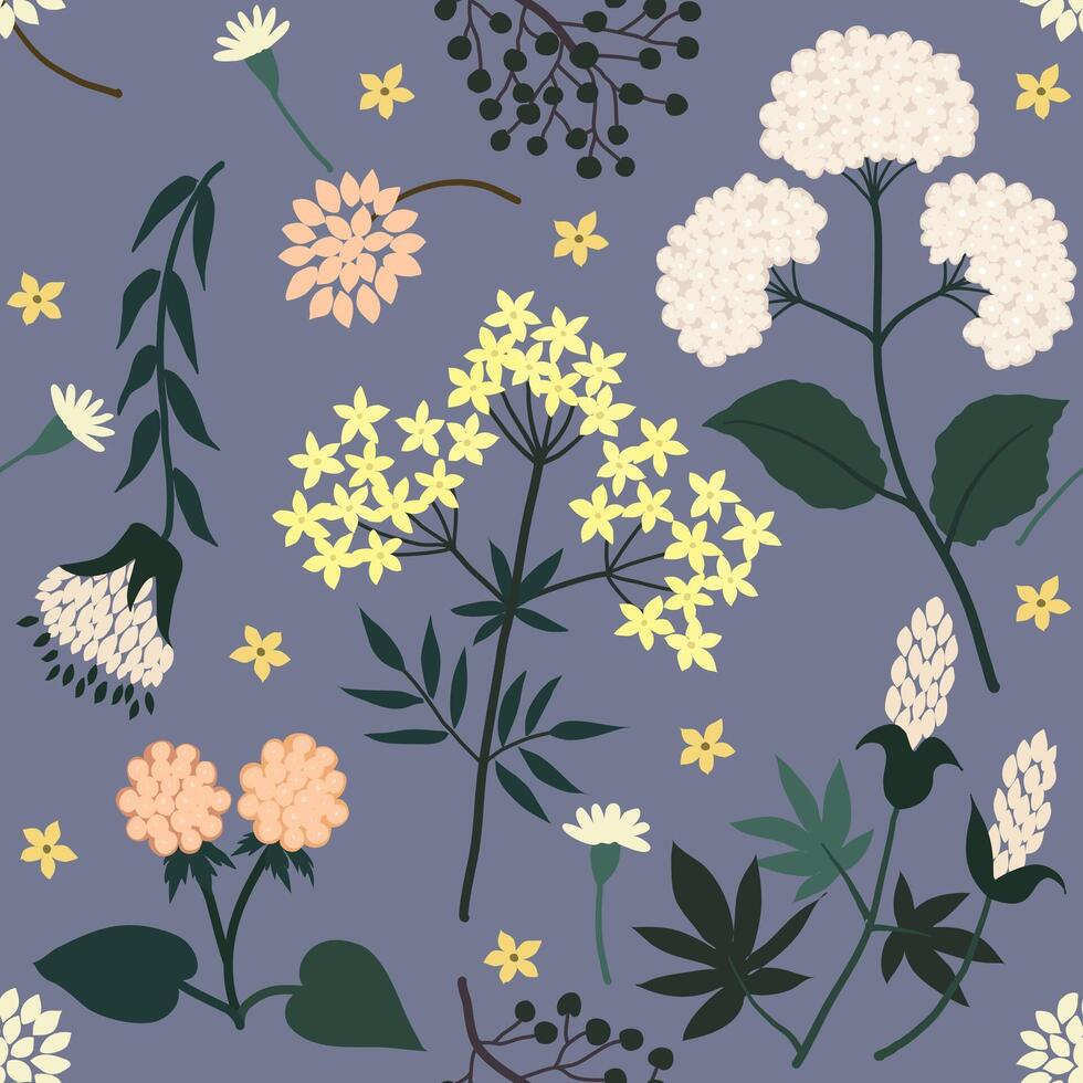 980x980 Colorful daisy petal flower blossom, hand drawing seamless pattern, abstract yellow, white flora on grey background for fashion fabric textiles printing, wallpaper and wrapping
