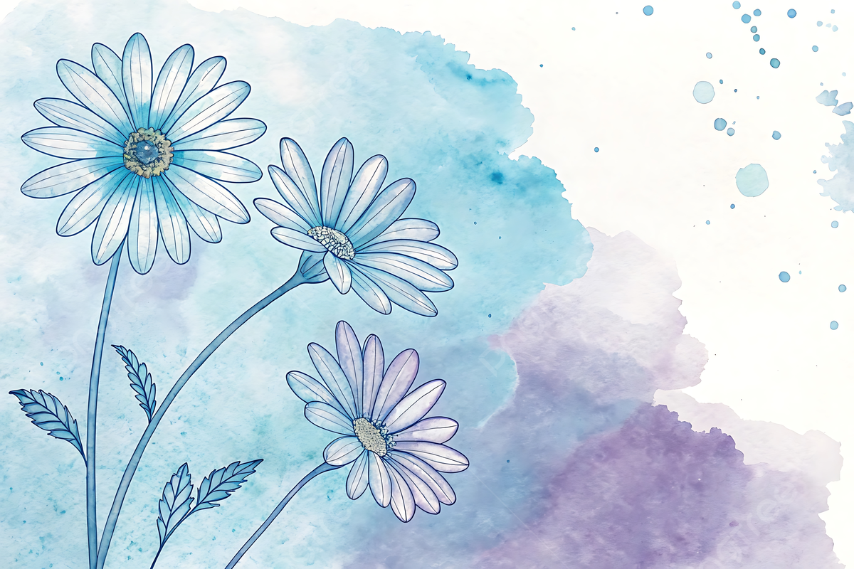 1200x800 Soft Watercolor Daisy Flowers With Light Blue Background, Watercolor Illustration, Daisy Flowers, Spring Design Background Image And Wallpaper for Free Download