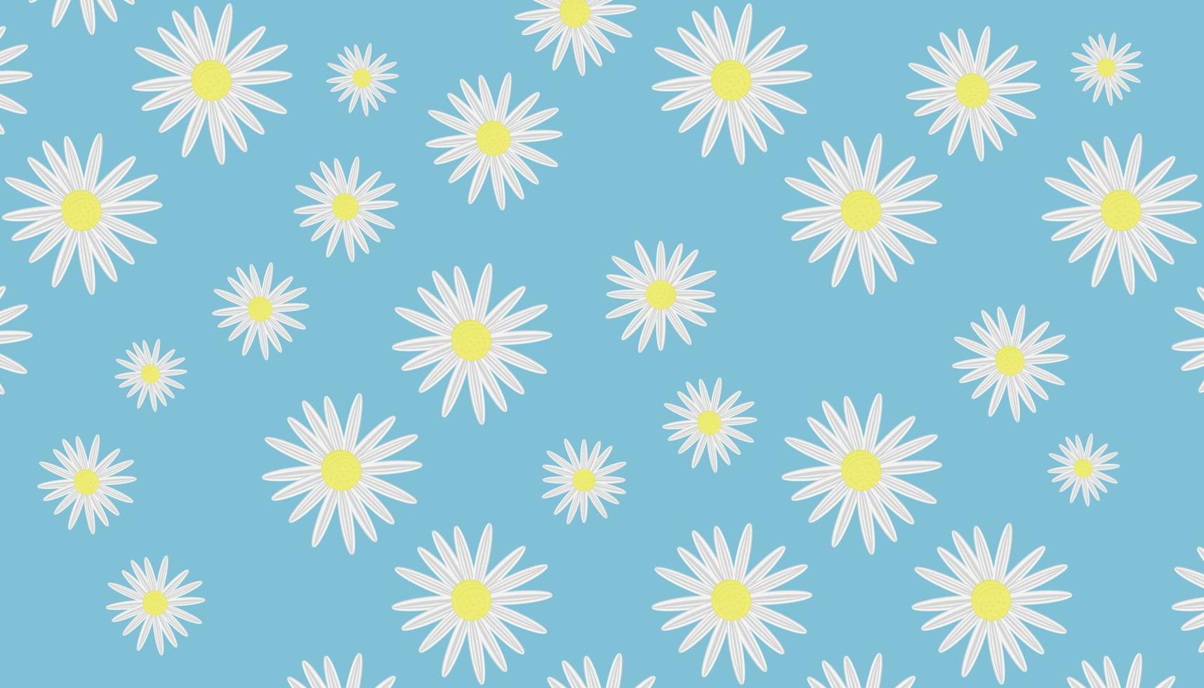 1715x980 abstract beautiful daisy yellow white flower blossom botanical floral seamless pattern nature bright blue sea wide background wallpaper vector illustration