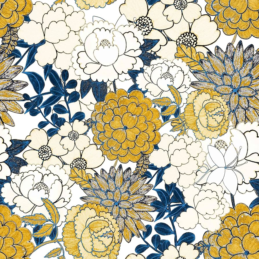 894x894 Vintage Floral Peel And Stick Wallpaper Hand Painted Flowers Removable Waterproof Wallpaper Floral Decorative Contact Paper Vinyl White Yellow Flowers Self Adhesive Wall Paper 17.71in X 118.1in