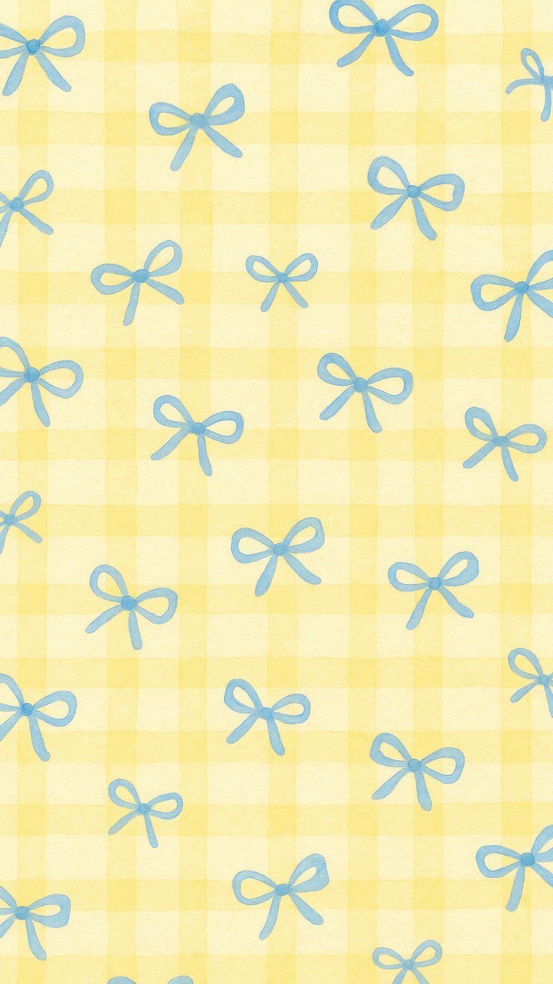 800x1422 Yellow checkered background with bows. Premium Photo Illustration