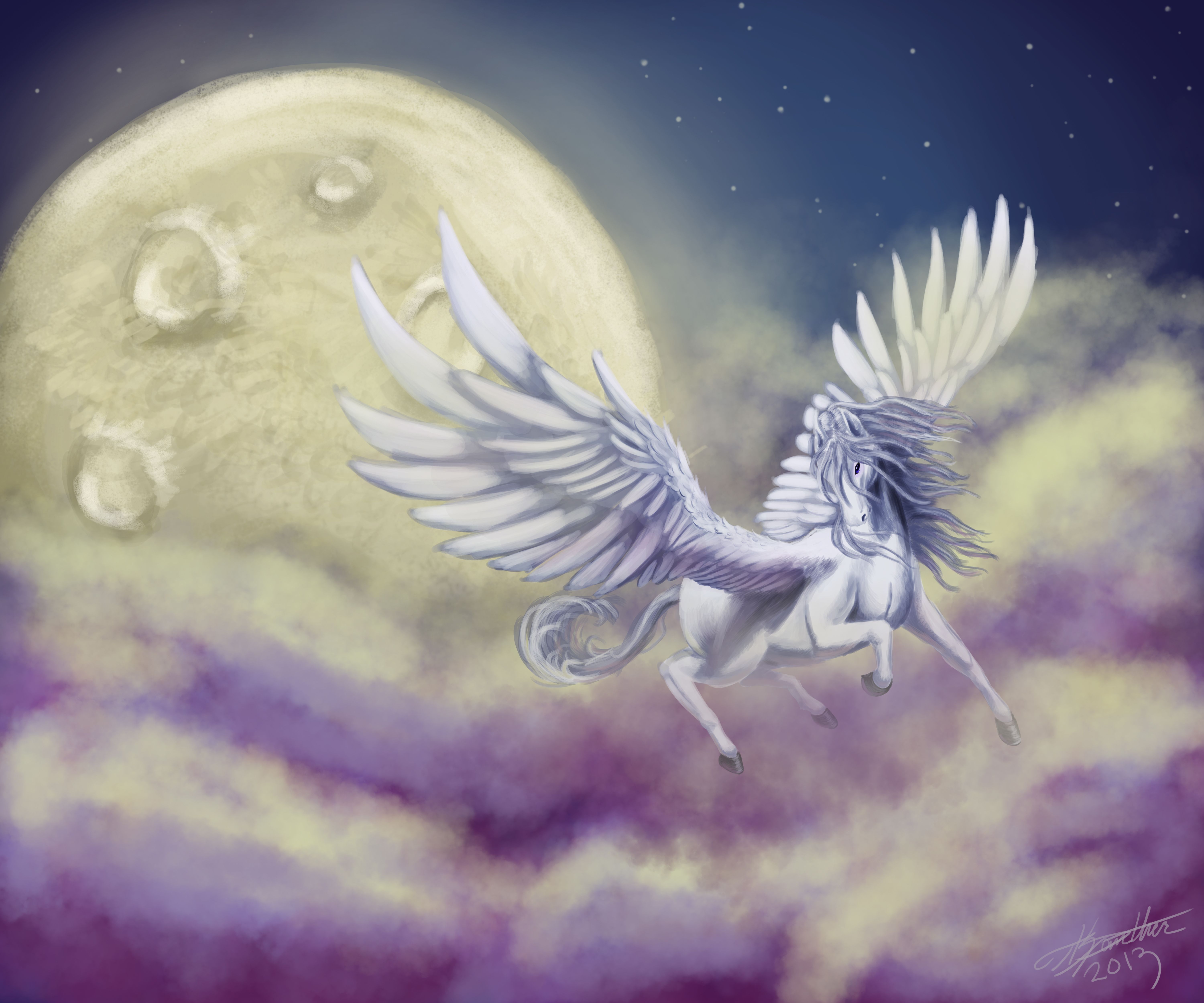 6000x5000 Wallpaper the sky, clouds, flight, fiction, animal, wings, art, Pegasus for mobile and desktop, section фантастика, resolution 6000x5000