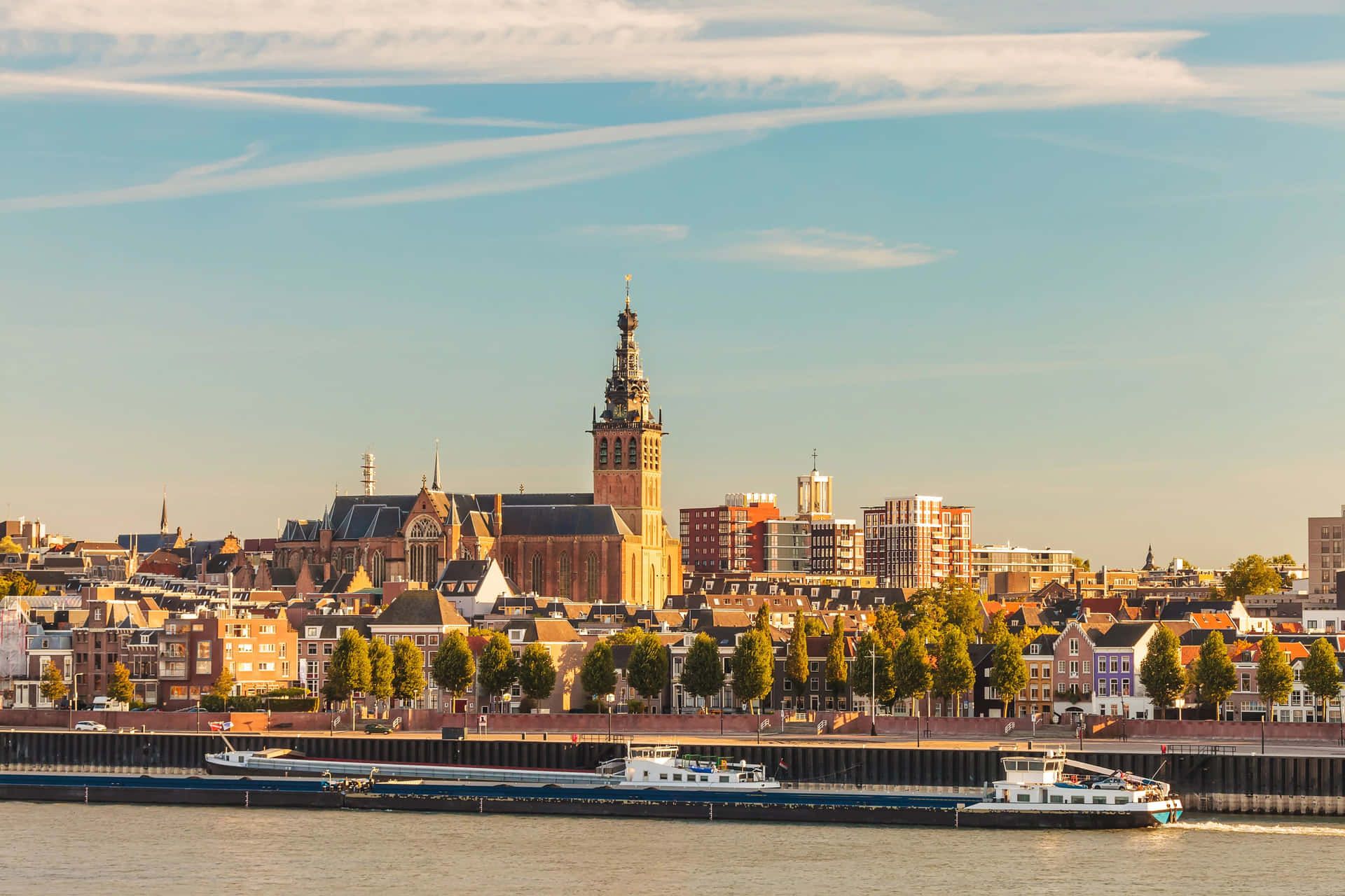 1920x1280 Download Nijmegen Skyline River Waalkade Wallpaper