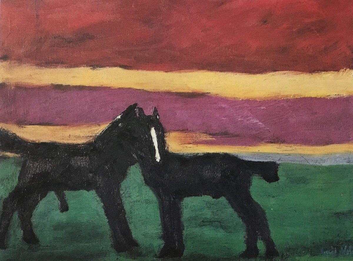 1200x889 Emil Nolde Young Black Horses Custom Framed Print