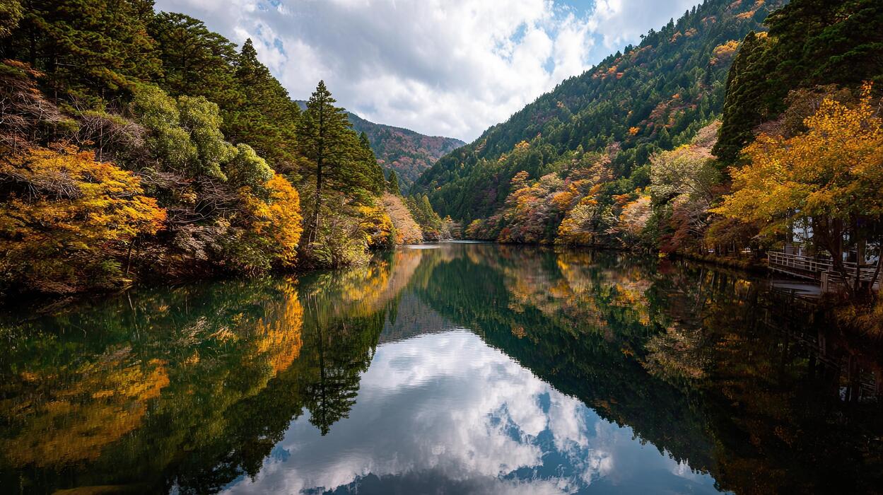 1249x700 Landscape Japan nikko shrine forest valley calm lake water japanese autumn