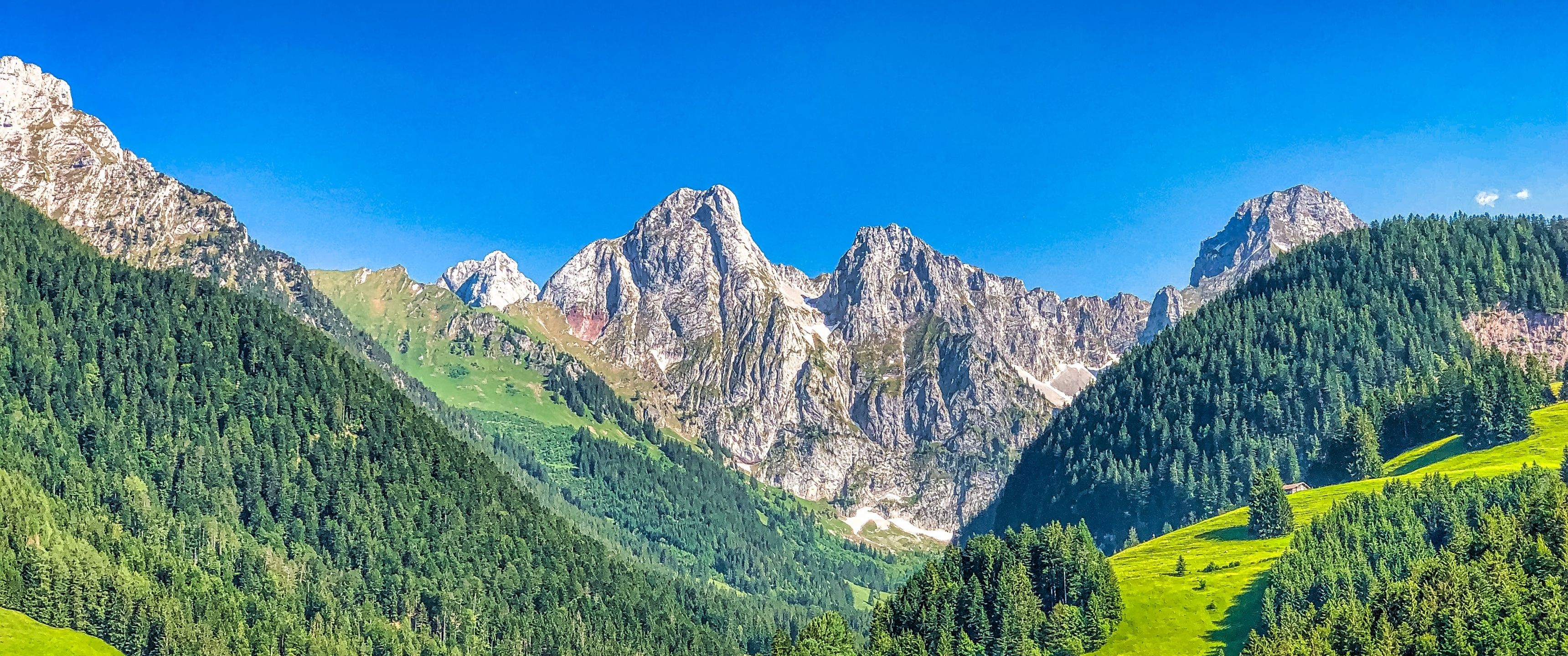 3440x1440 Alps mountains Wallpaper 4K, Mountain range, Summer, Sunny day