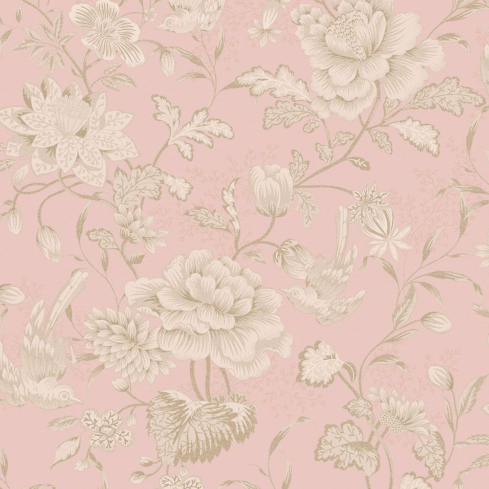 1000x1000 Serenity Wallpaper in Pink Parfait and Vintage Cream