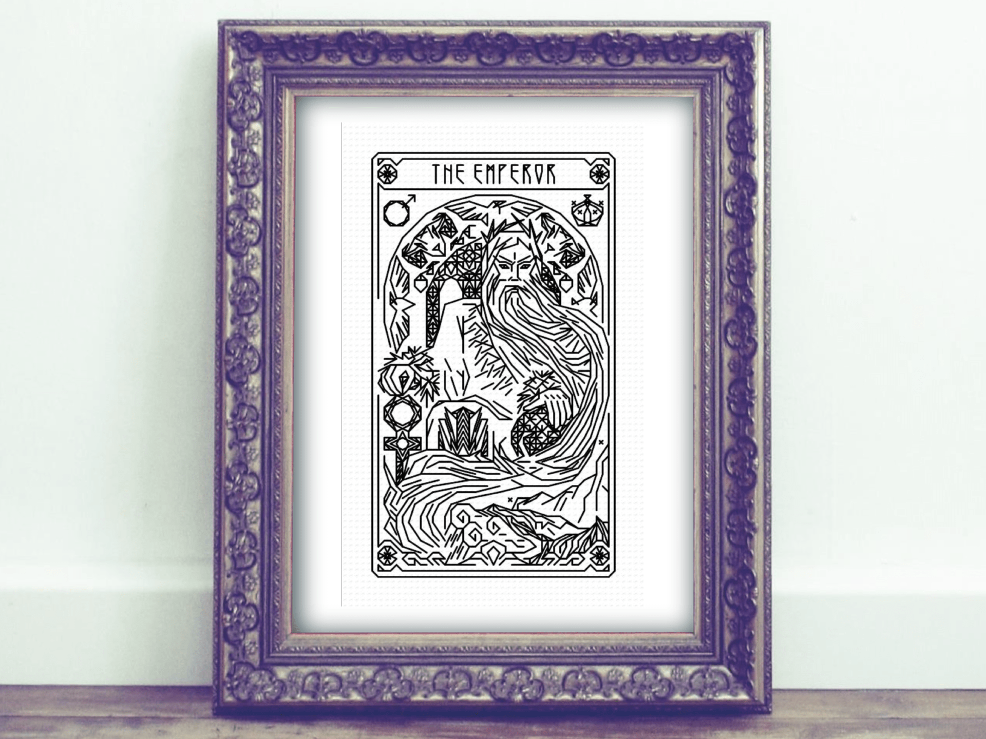 1920x1440 The Emperor Modern Cross Stitch Pattern Blackwork Embroidery